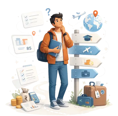 Illustration of a student receiving MBBS counselling and university guidance