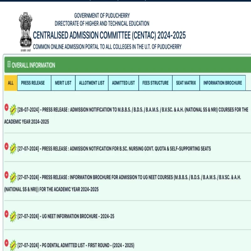 Pondicherry NEET UG 2024 Counselling Online Registration Started