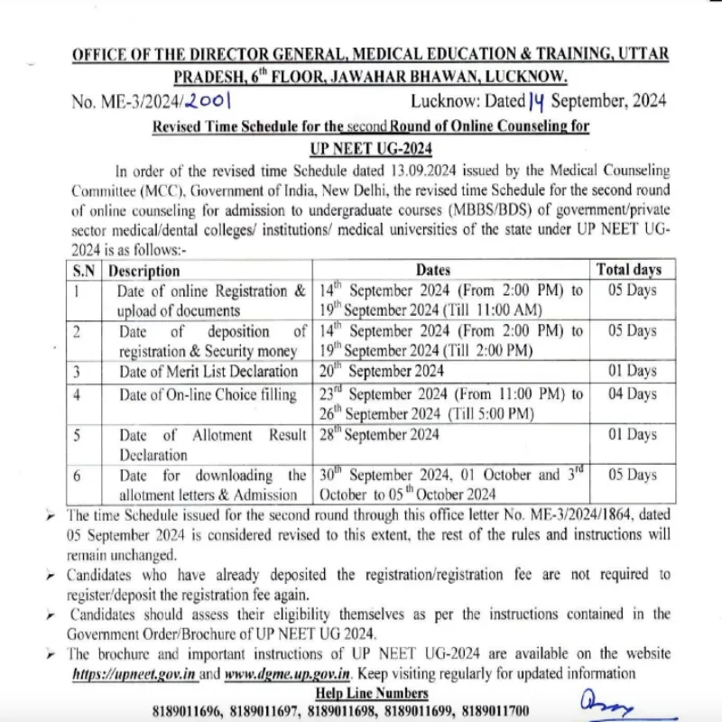 UP NEET UG 2024 Round 2 Counselling Registration Begins & Revised Schedule Out!