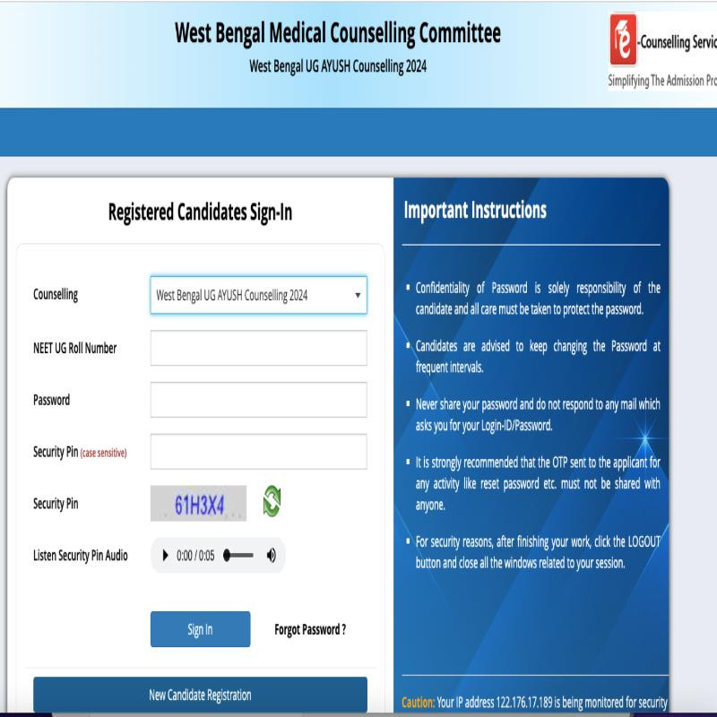 WB AYUSH NEET 2024 Counselling Round 2 Registration Begins Today