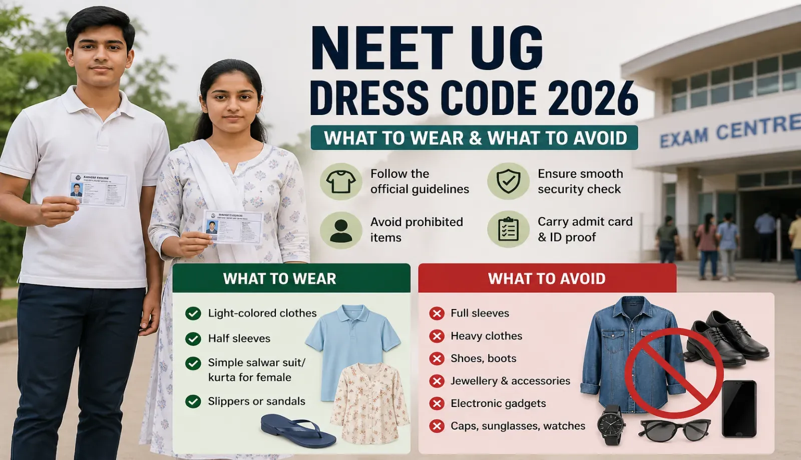 NEET UG Dress Code 2026: What to Wear & Avoid on Exam Day