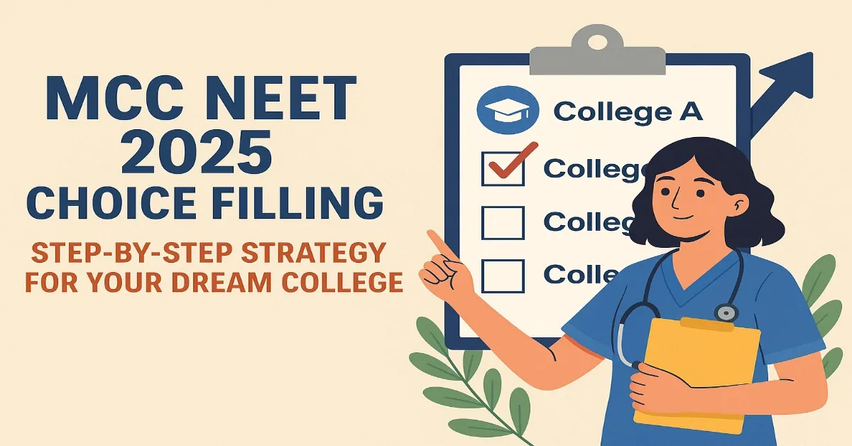 A smart MCC NEET 2025 choice filling guide helping aspirants navigate AIQ counselling, set priorities, and avoid mistakes to secure their dream medical college.