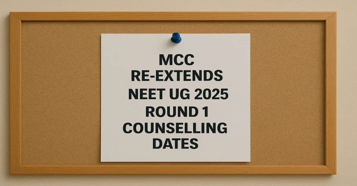 MCC Extends NEET UG 2025 Round 1 Counselling Again; Revised Dates Released for Registration, Choice Filling, Allotment & Reporting