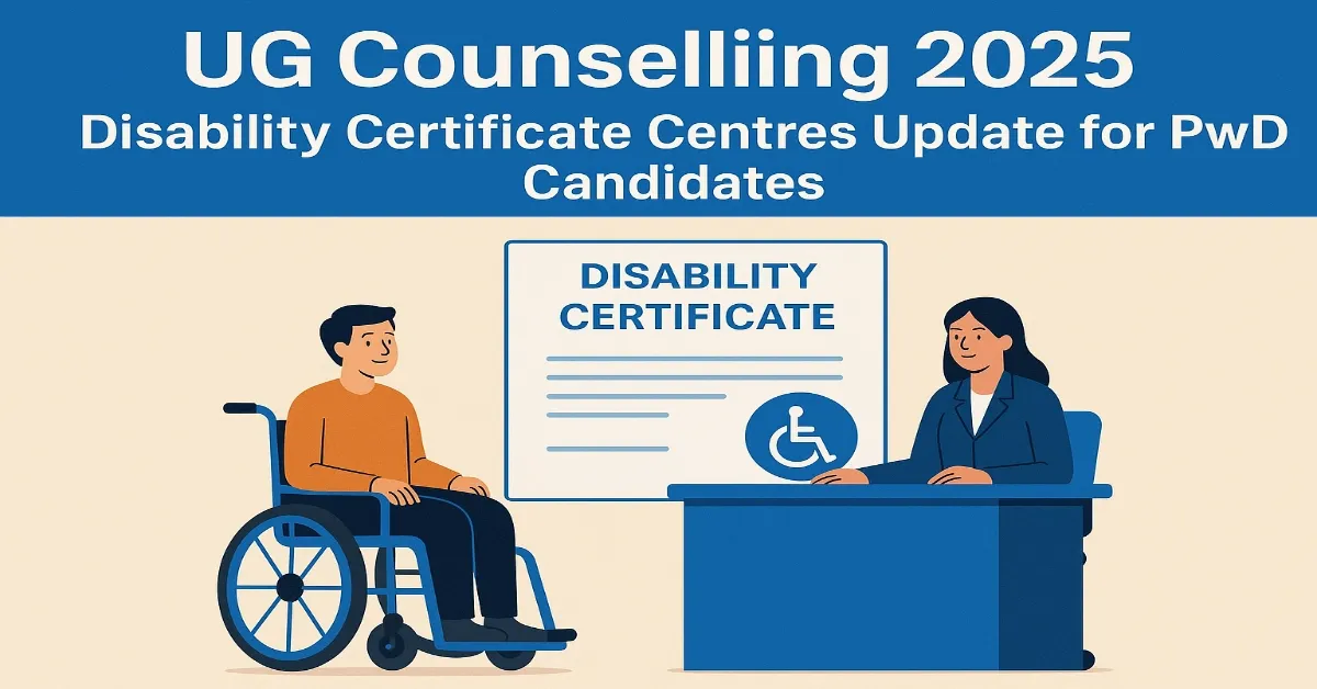PwD candidates must obtain disability certificates from alternative MCC-approved centres.