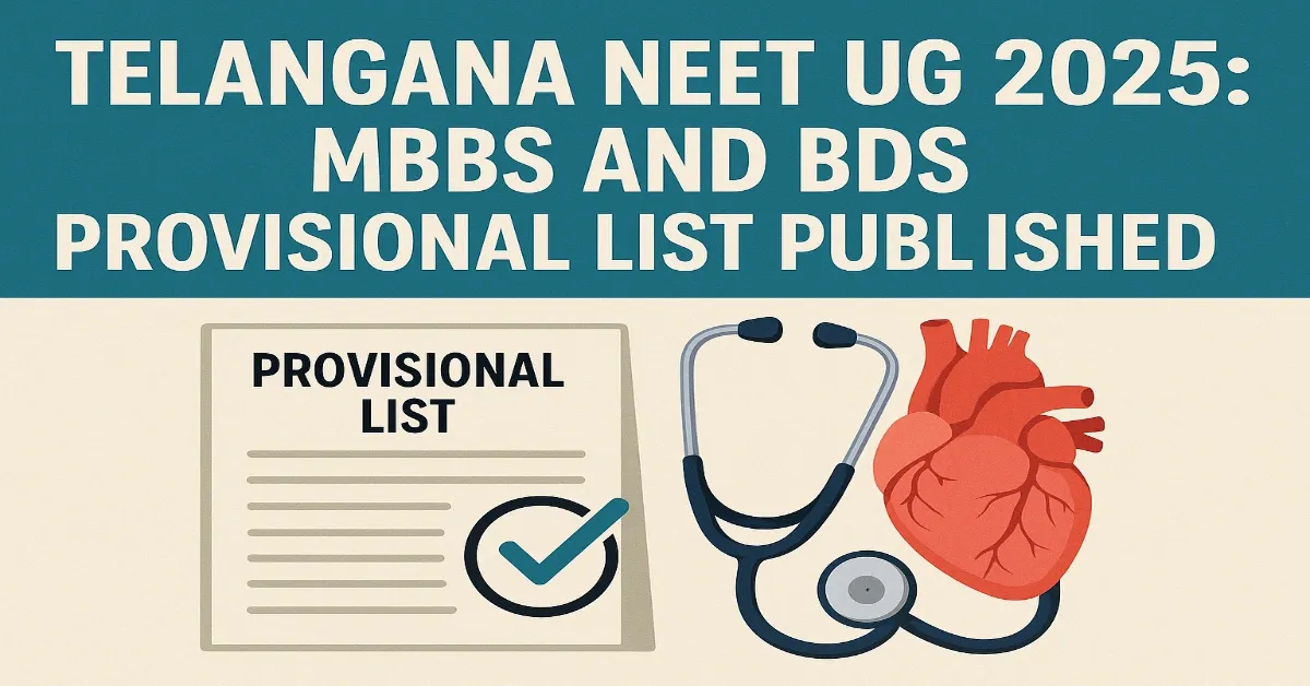 Telangana NEET UG 2025 provisional list out for 16,762 CAP quota candidates.