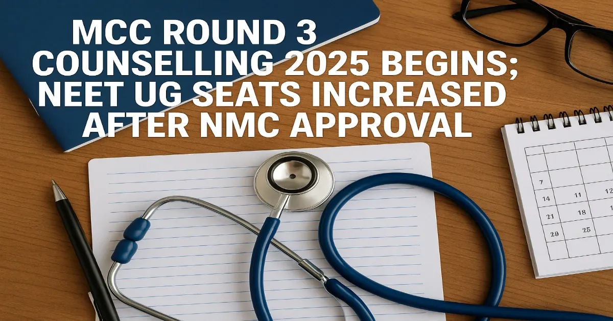 MCC Registration open for Round 3 2025 with increased MBBS seats for NEET UG candidates.