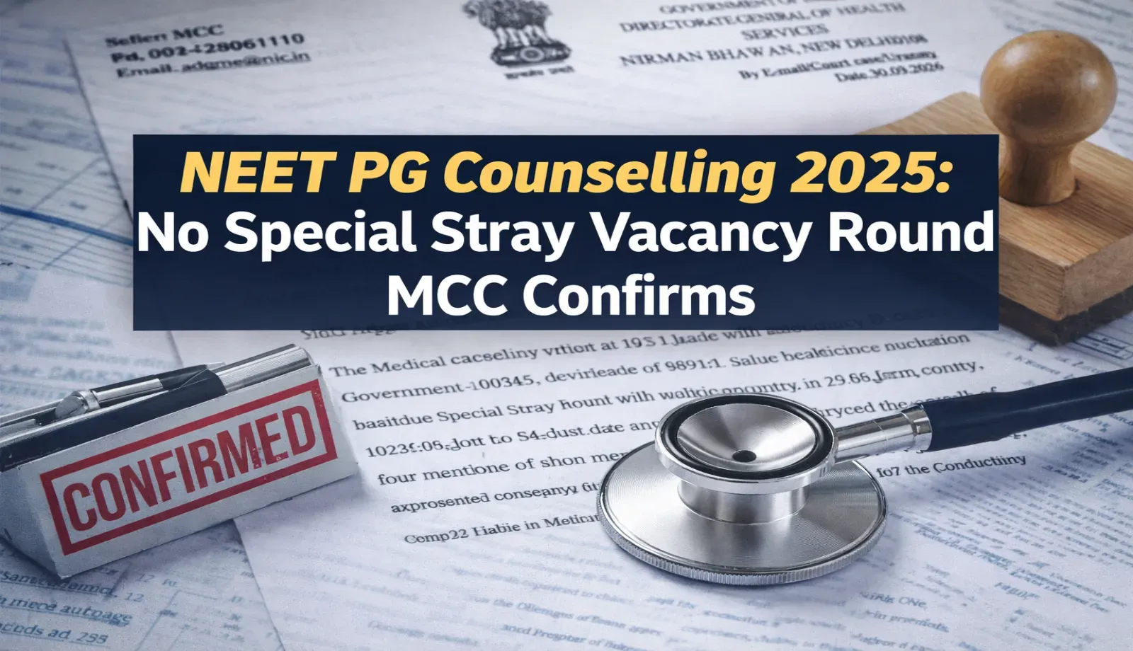 MCC Notice on Non-Conduction of Special Stray Vacancy Round for NEET PG 2025-26