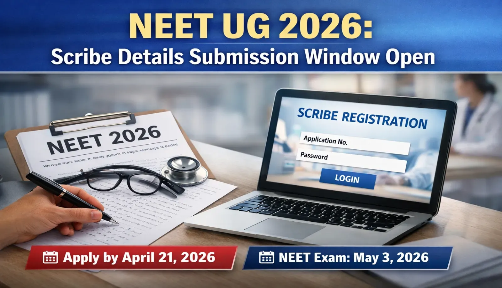 NEET UG 2026 Scribe Portal Open for PwD Candidates Till April 21