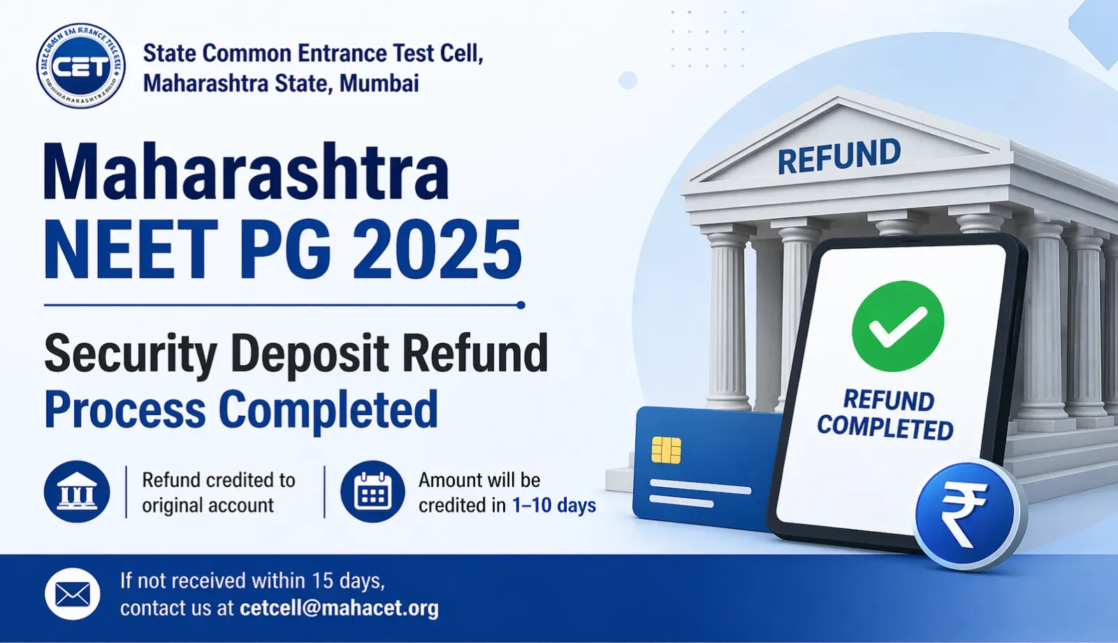 NEET PG 2025 Refund Released by Maharashtra CET Cell