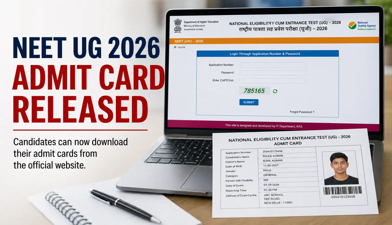 NEET UG 2026 Admit Card Released by NTA