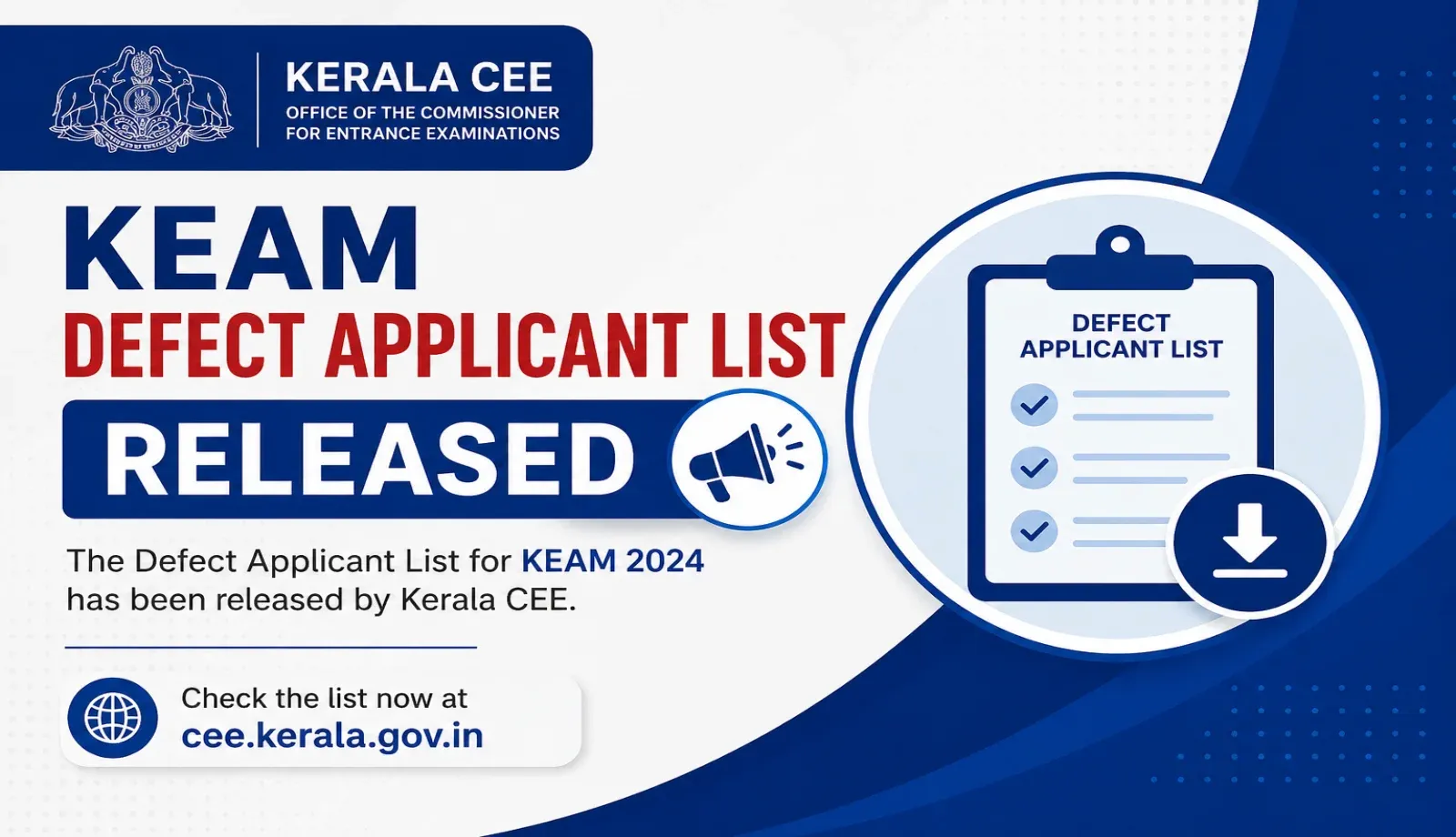 KEAM Defect Applicant List Released by Kerala CEE