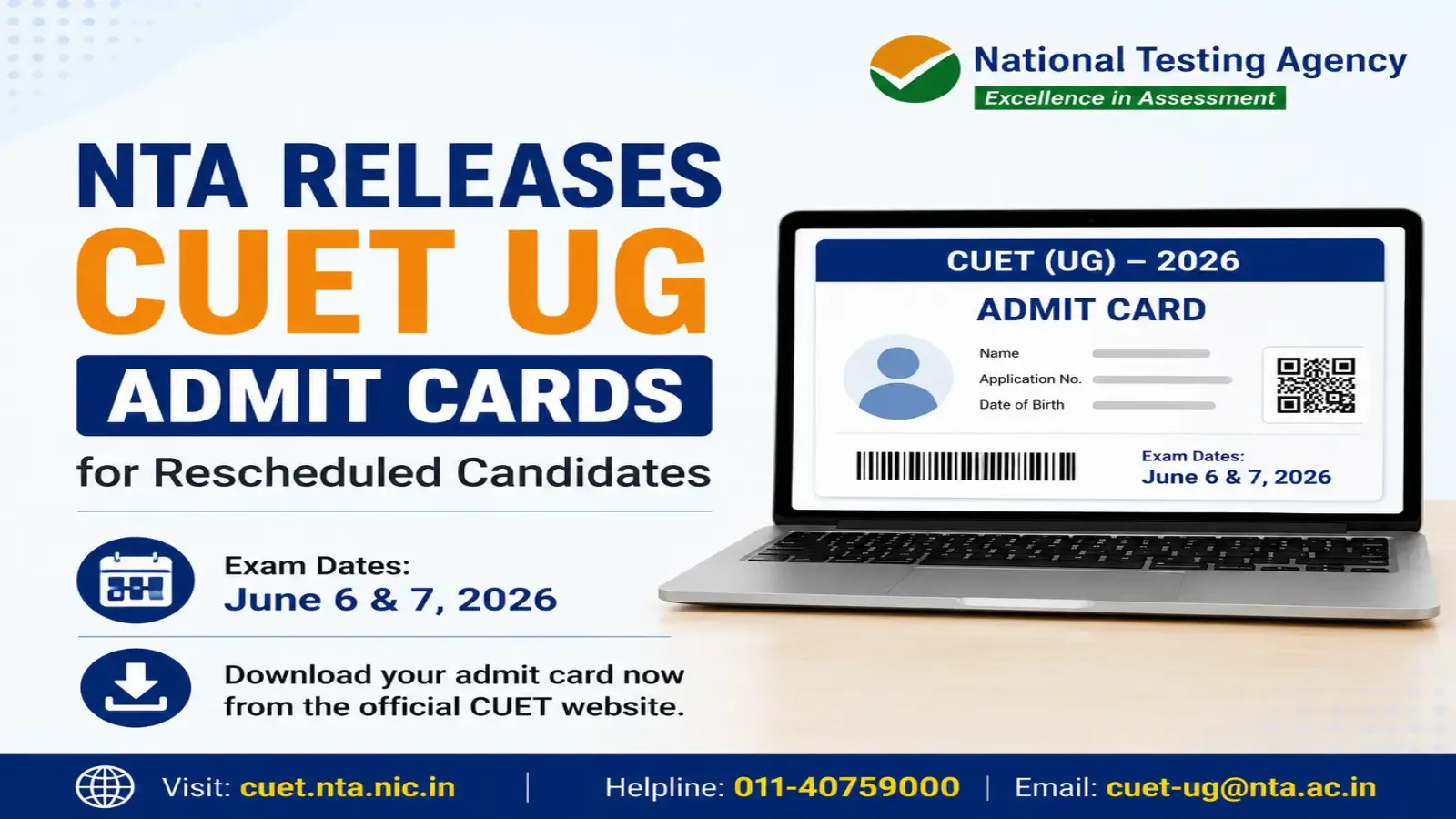 NTA Releases CUET UG Admit Cards for Rescheduled Candidates