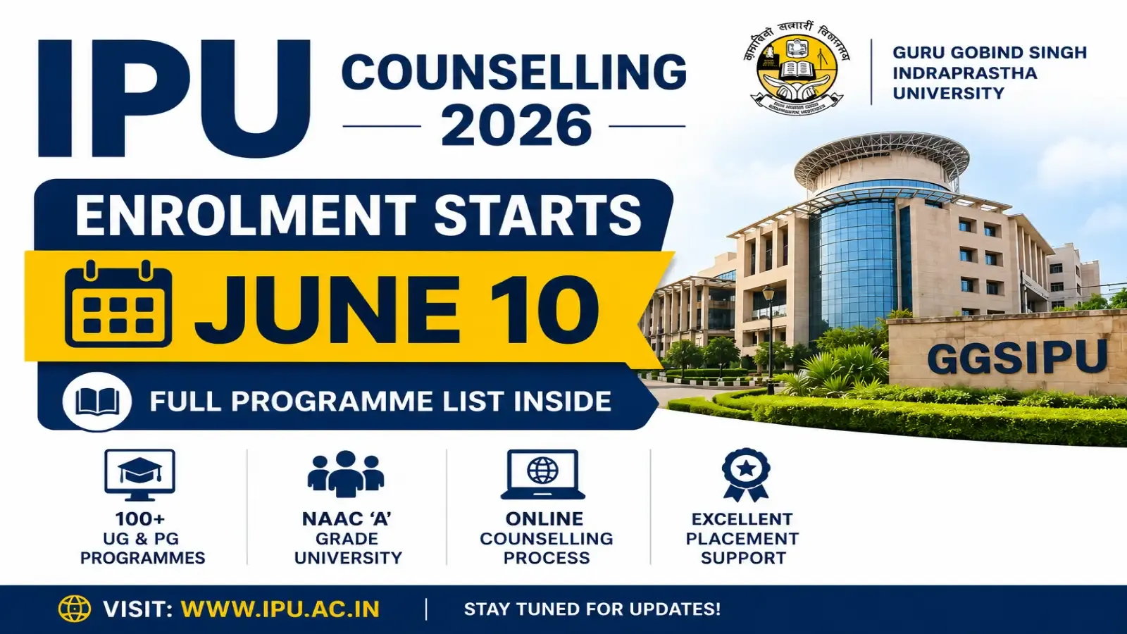 IPU Counselling 2026 Enrolment Open from June 10