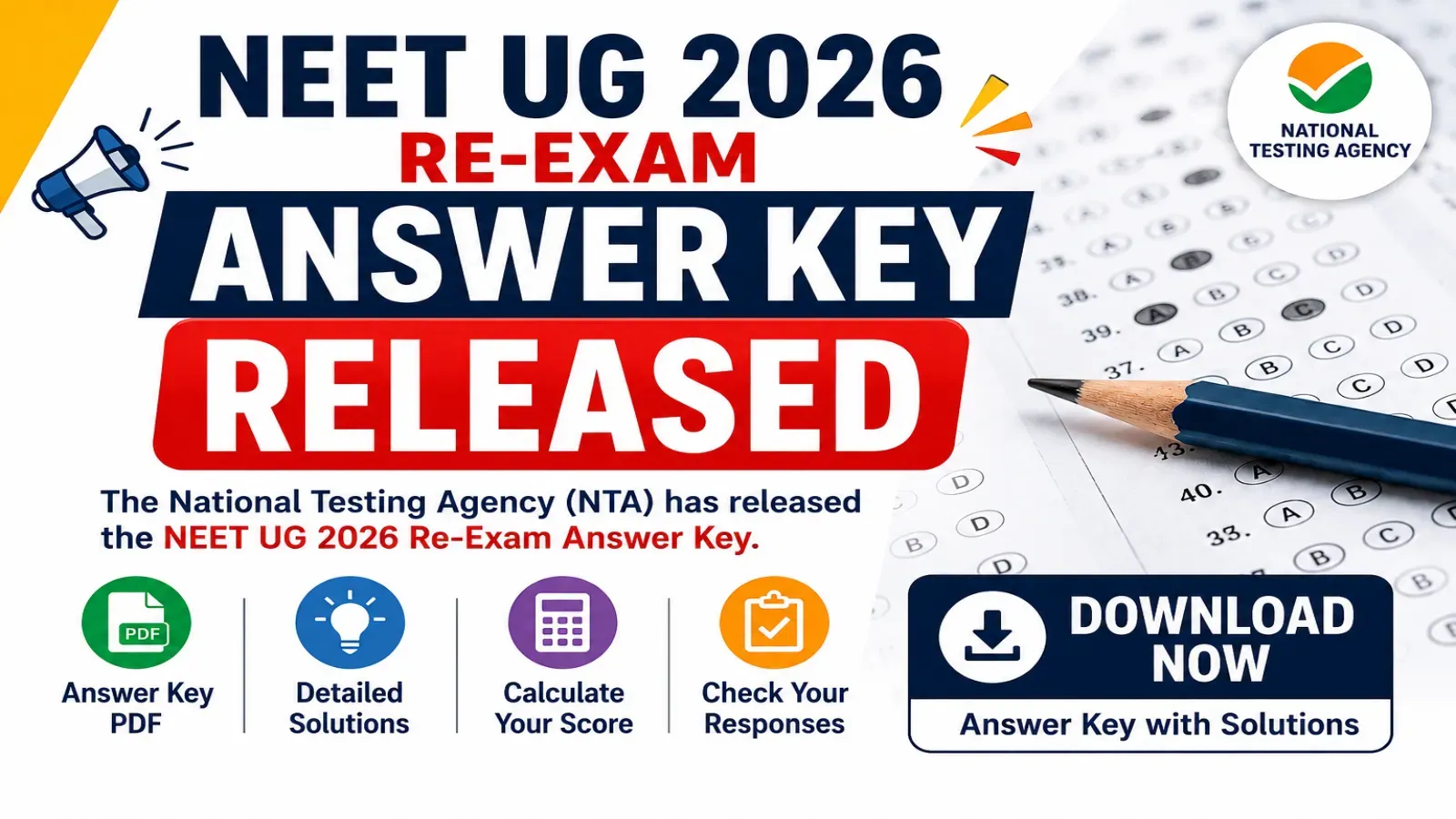 NEET UG 2026 Re-Exam Answer Key Released
