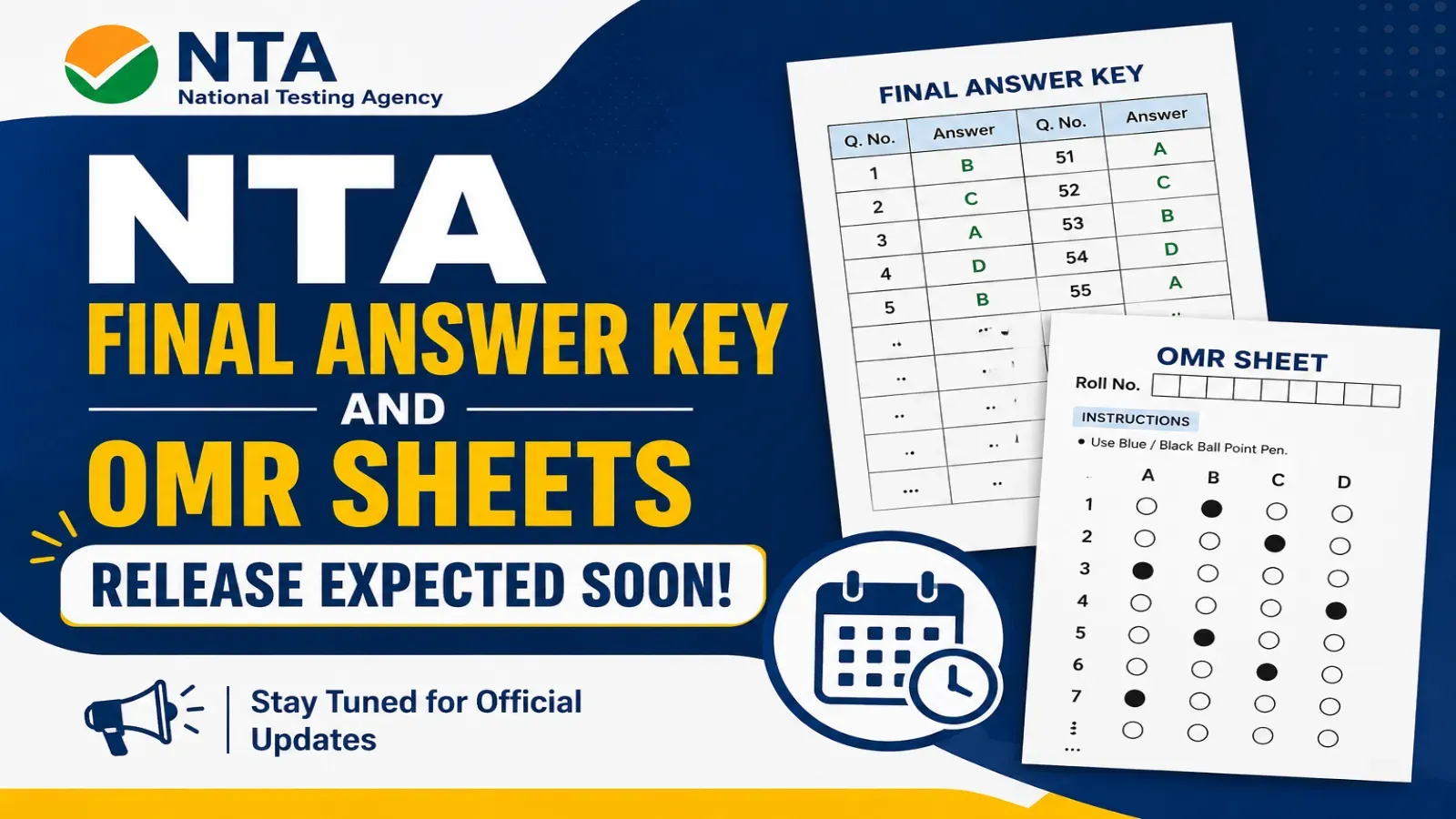 NTA to Release OMR Sheets and Final Answer Key Soon