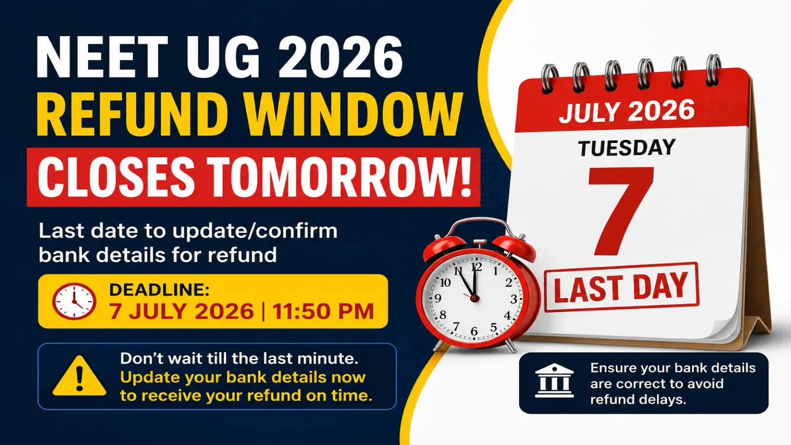 NEET UG 2026 Refund Window Closes Tomorrow