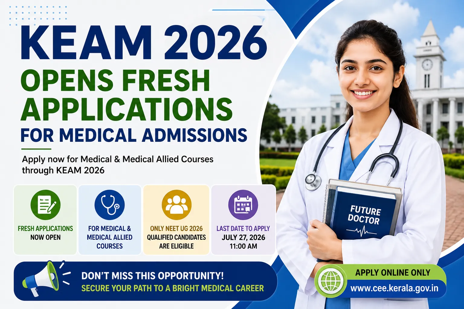 KEAM 2026 Opens Fresh Applications for Medical Admissions