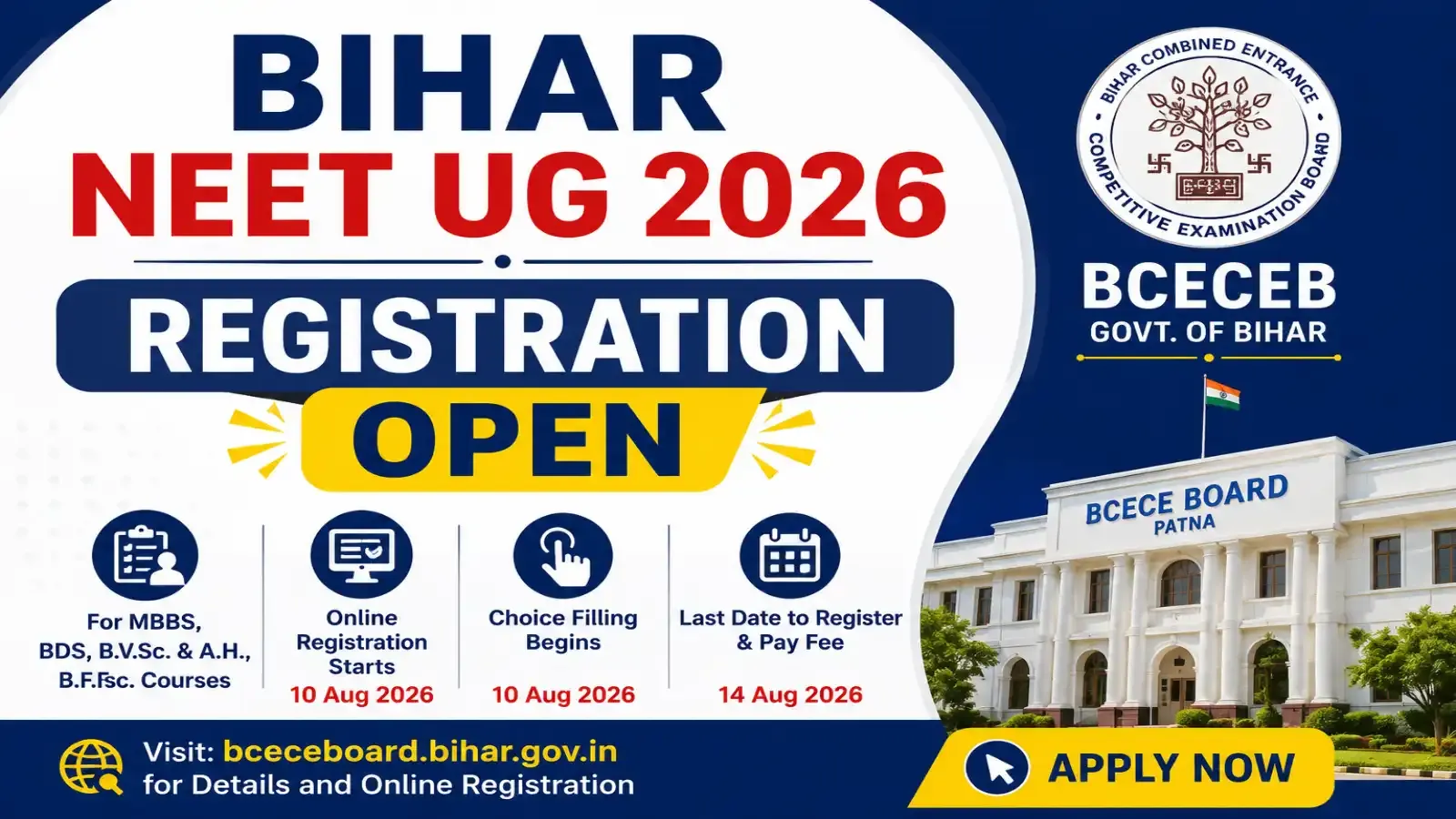 Bihar NEET UG 2026 Registration Open
