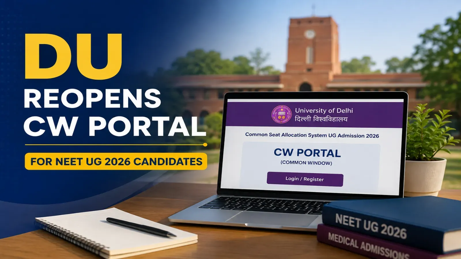 DU Reopens CW Portal for NEET UG 2026 Candidates
