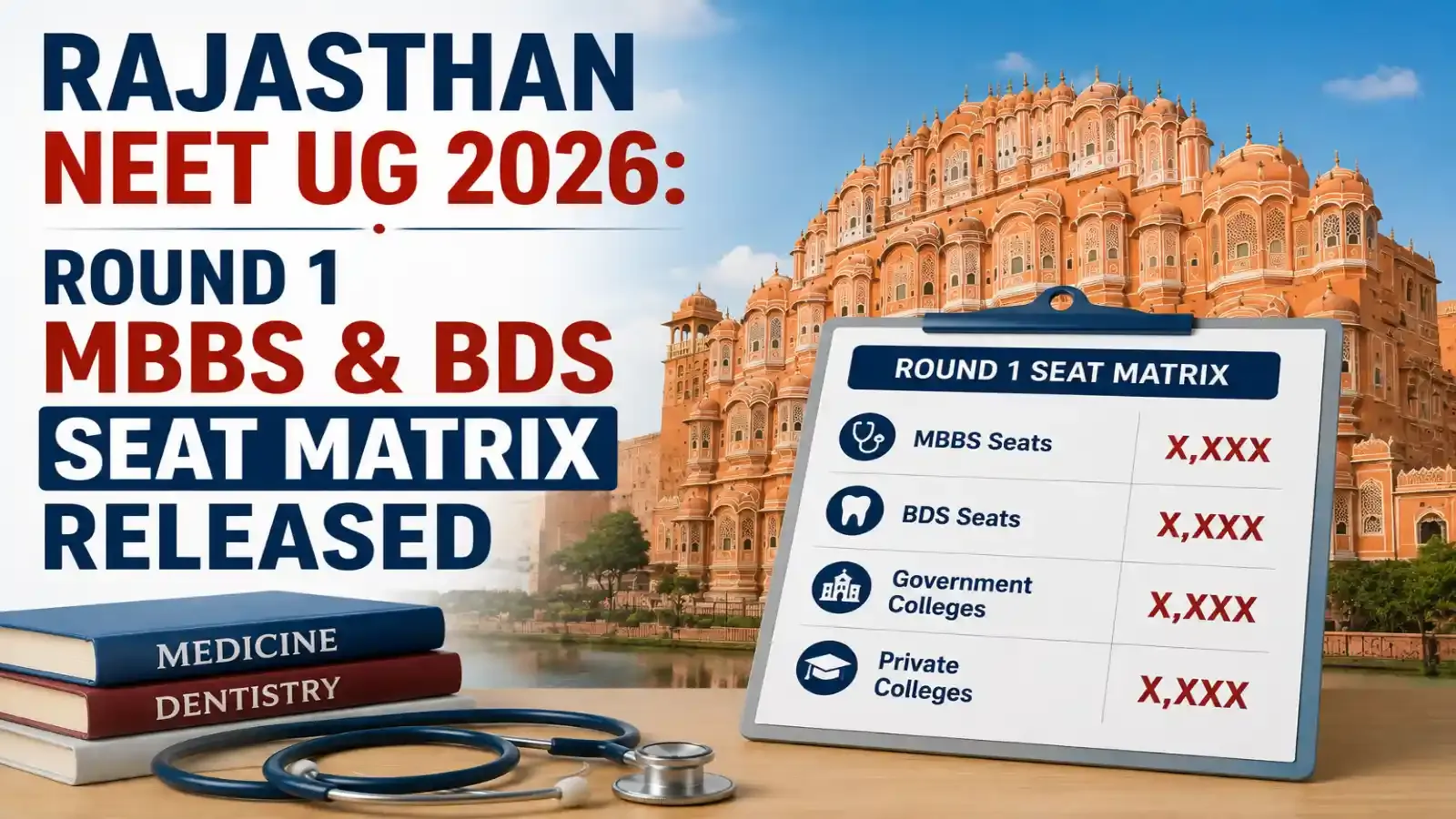 Rajasthan NEET UG 2026: Round 1 MBBS & BDS Seat Matrix Released