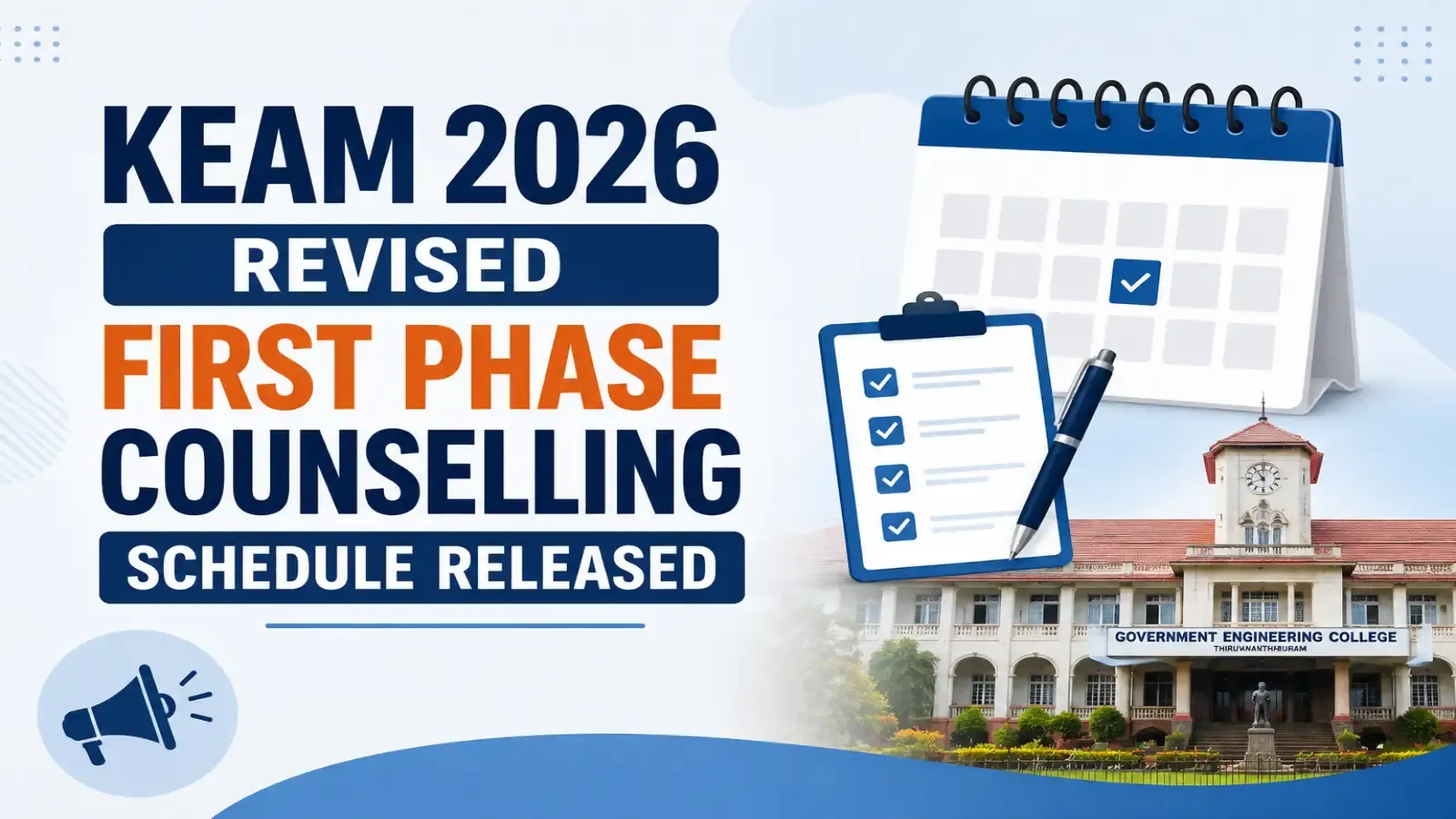 KEAM 2026 Revised First Phase Counselling Schedule Released