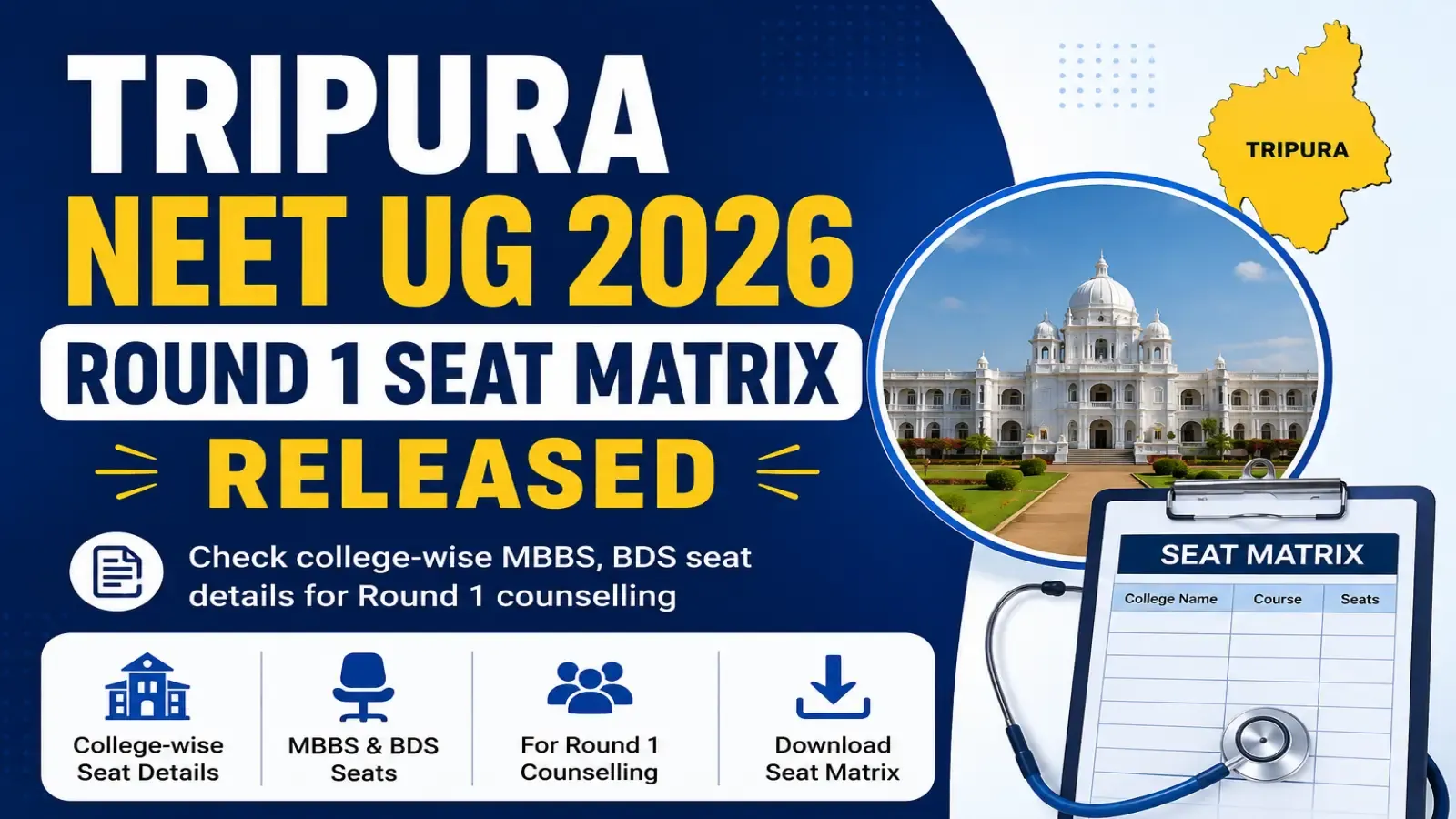 Tripura NEET UG 2026 Round 1 Seat Matrix Released