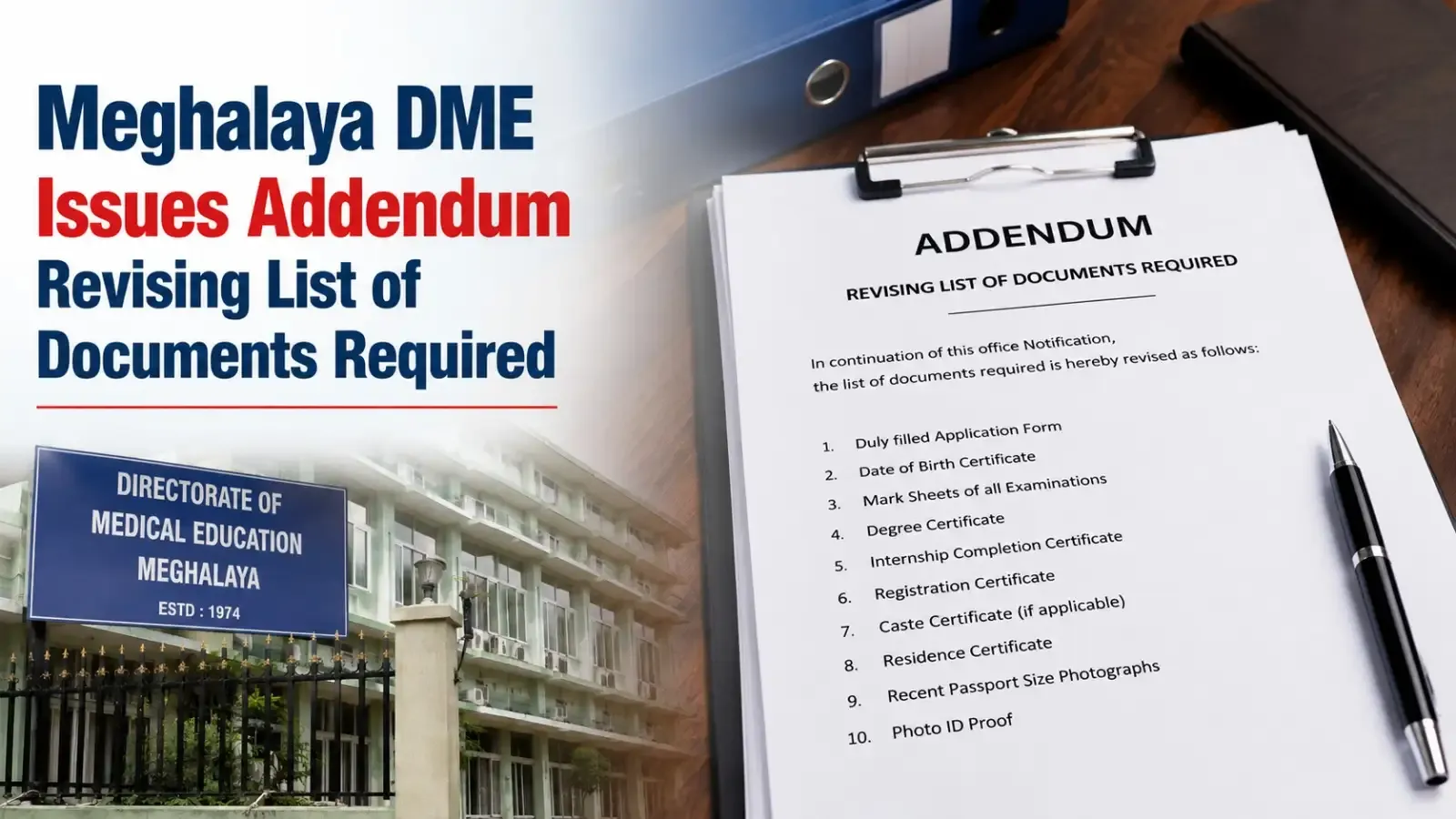 Meghalaya DME Issues Addendum Revising List of Documents Required