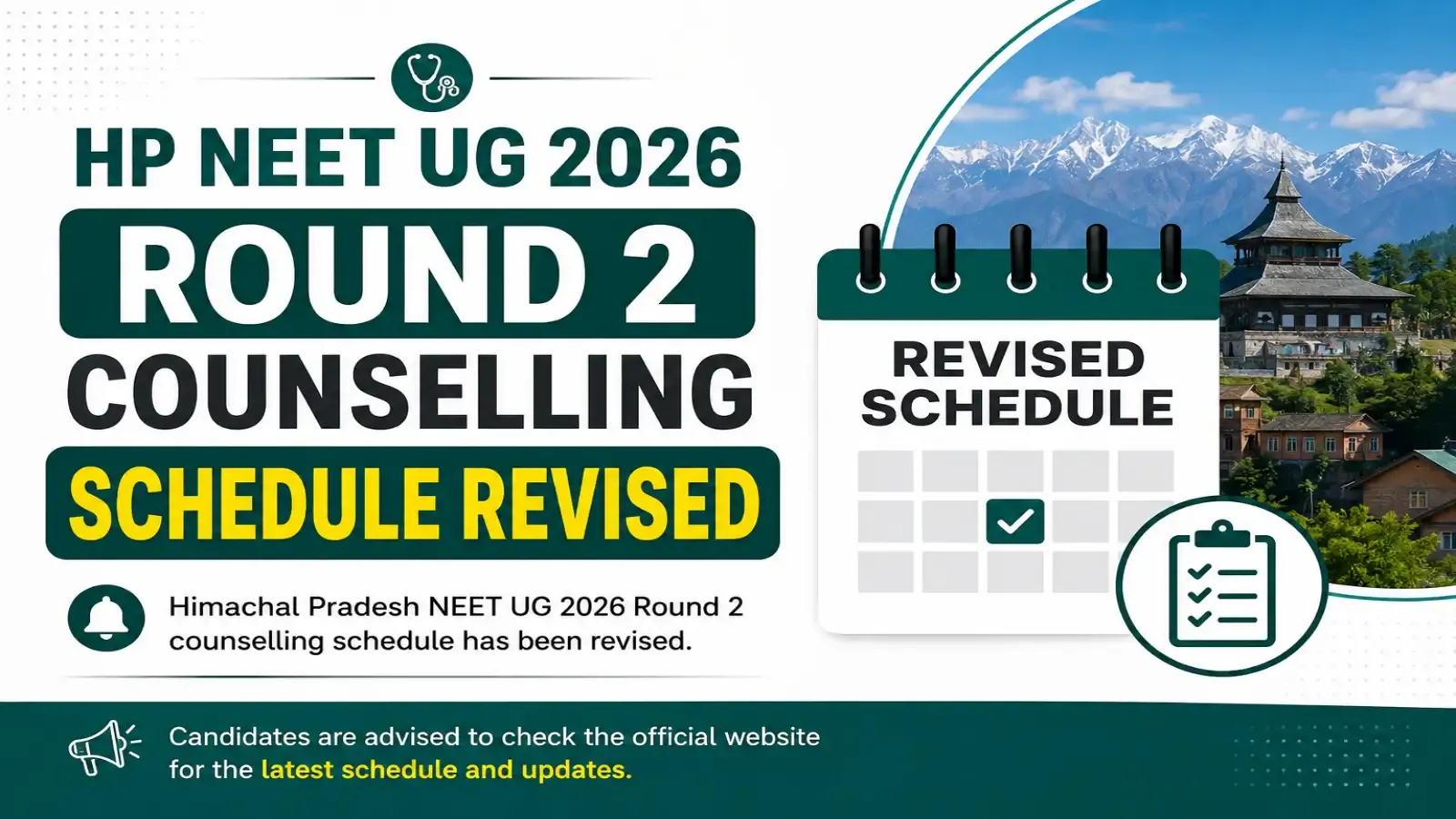 HP NEET UG 2026 Round 2 Counselling Schedule Revised