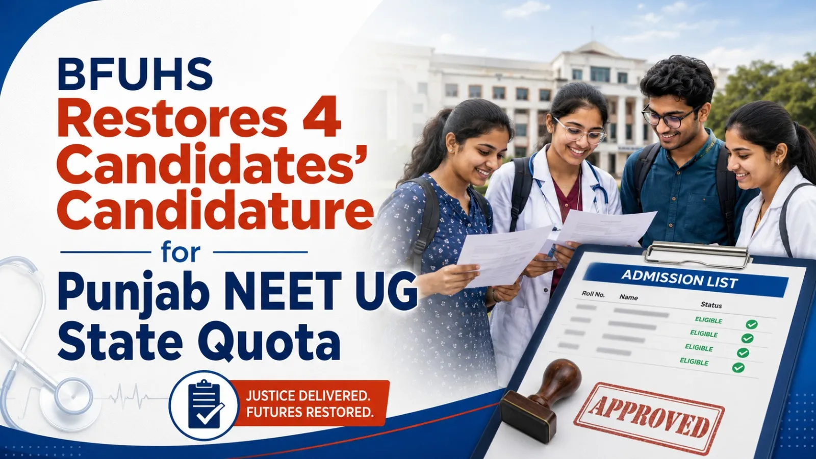 BFUHS Restores 4 Candidate's Candidature for Punjab NEET UG State Quota