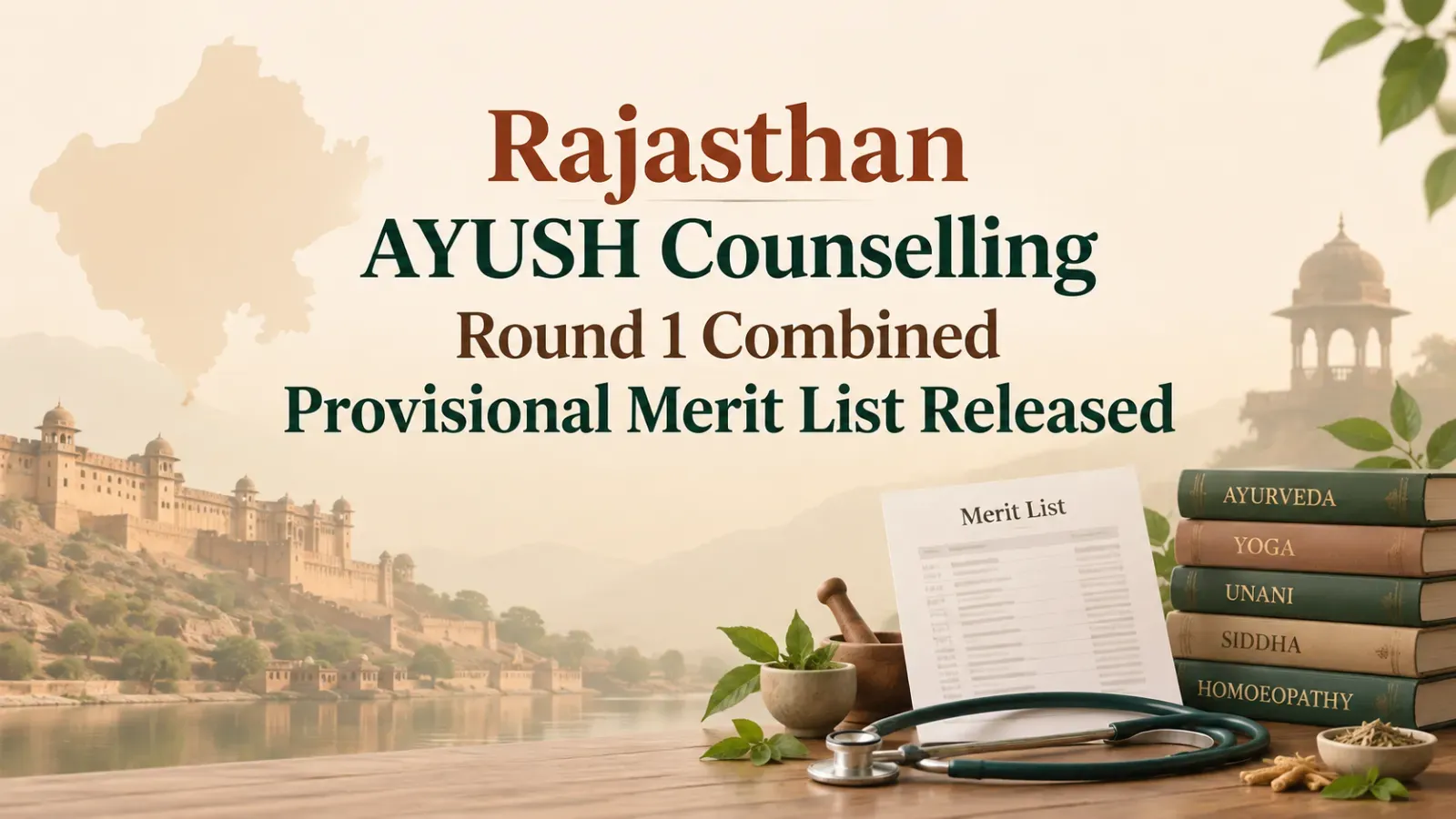 Rajasthan AYUSH Counselling Round 1 Combined Provisional Merit List Released