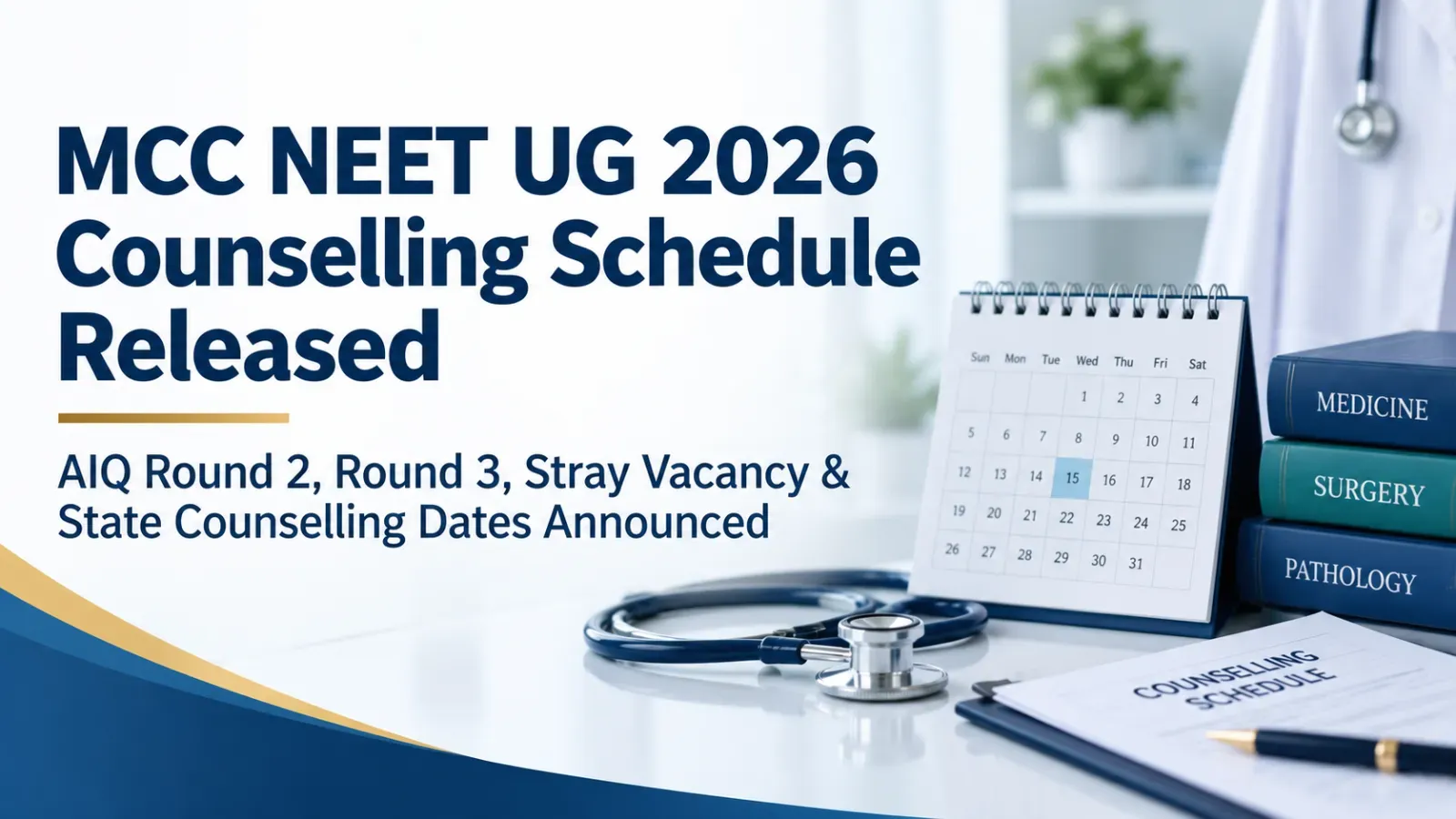 MCC NEET UG Counselling Schedule for Round 2, Round 3 and Stray Vacancy Round Released
