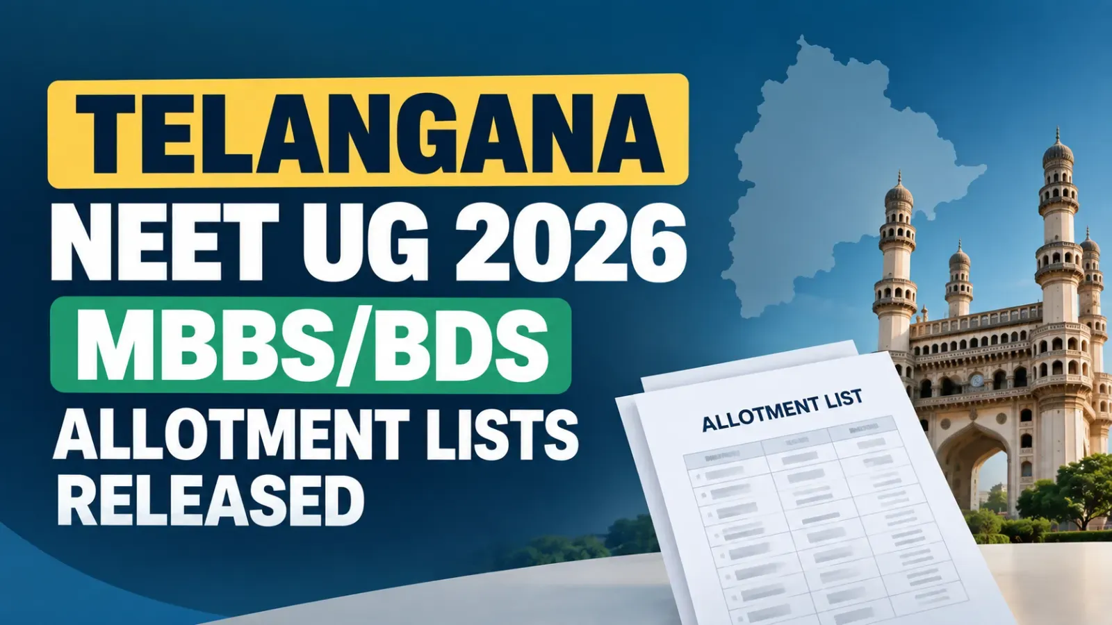Telangana NEET UG 2026 MBBS/BDS Allotment Lists Released