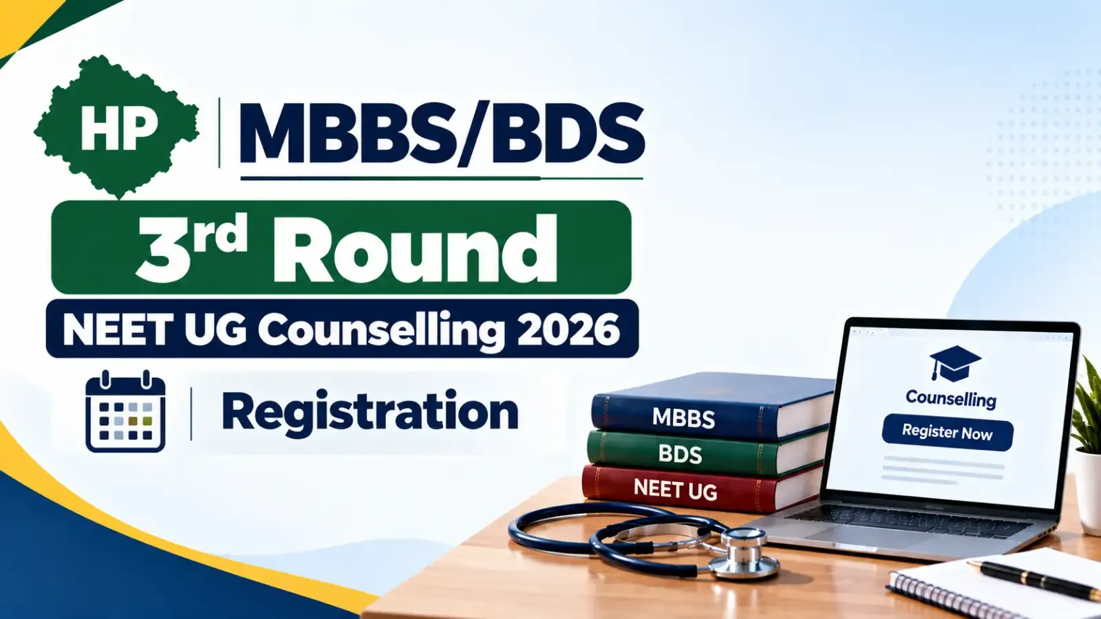 HP MBBS/BDS 3rd Round NEET UG Counselling 2026 Registration is open for eligible candidates. Candidates can check the registration schedule, important dates, and counselling instructions for Round 3.