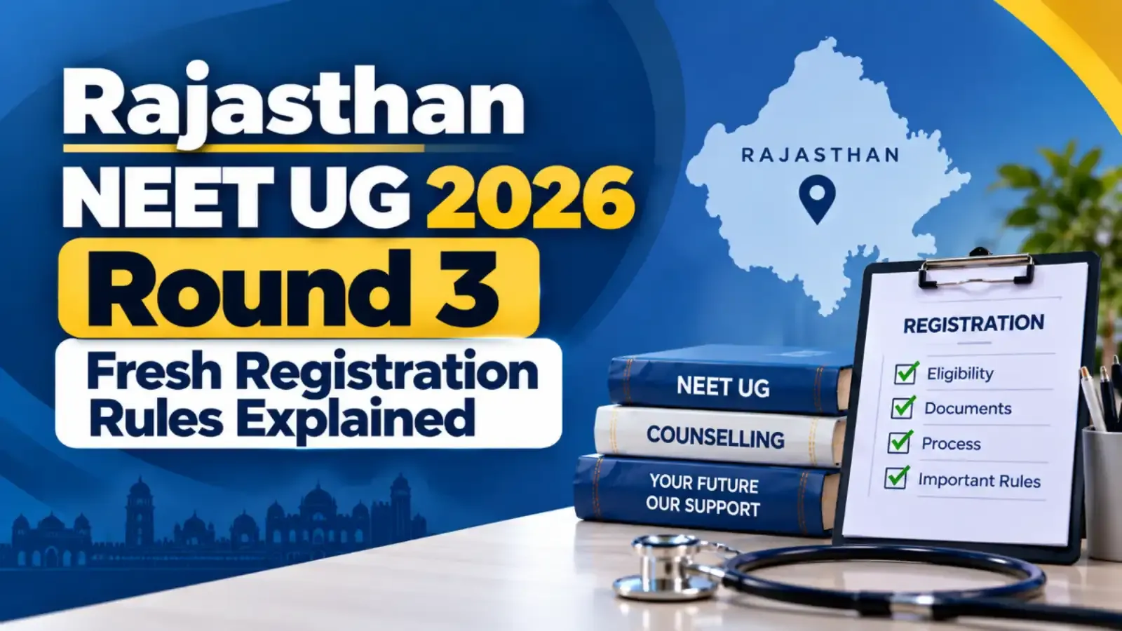 Rajasthan NEET UG 2026 Round 3 registration rules have been updated. Candidates should check the fresh registration requirements, Part 2 application process, and applicable security deposit rules before proceeding.