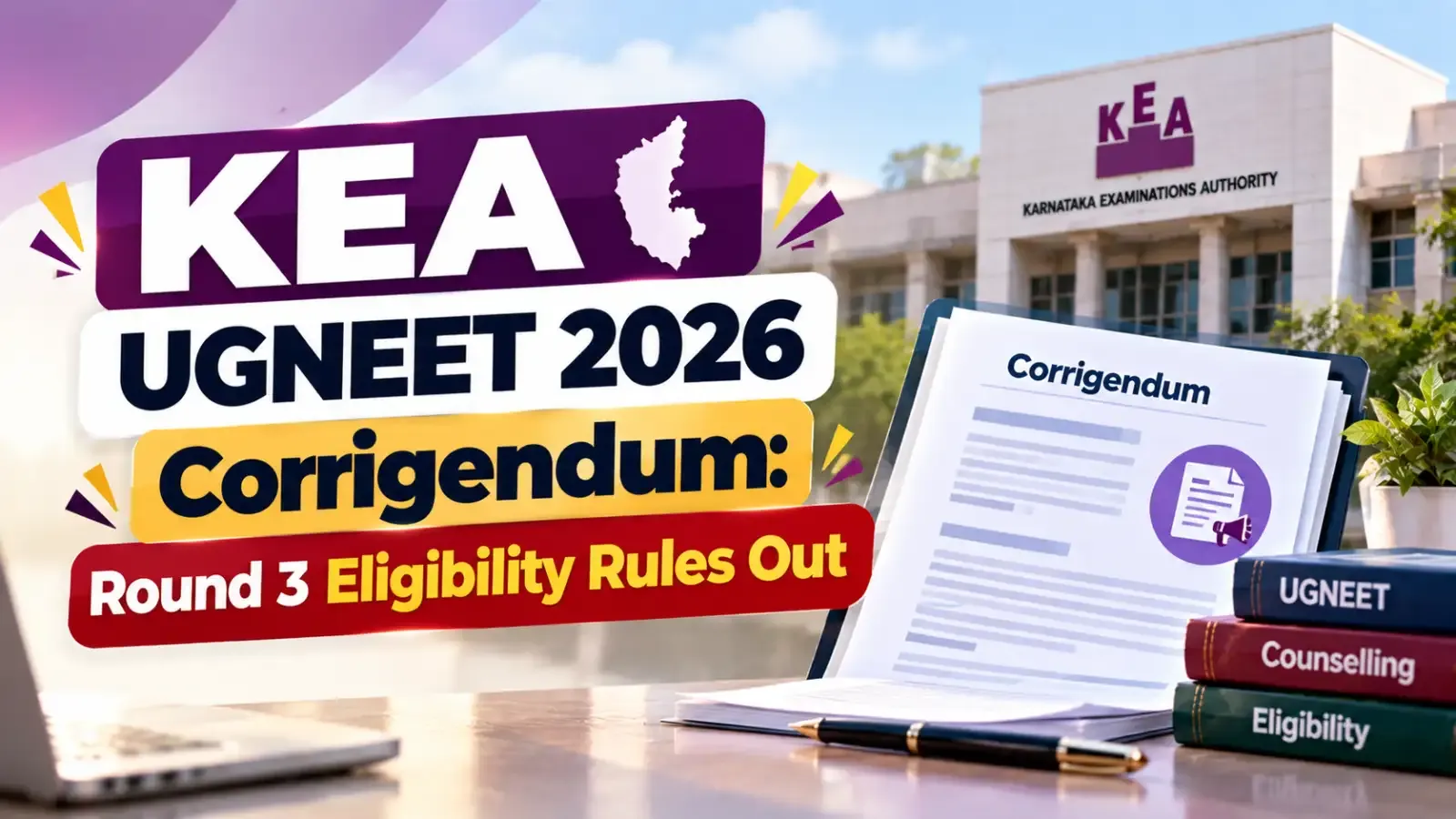 KEA has released the UGNEET 2026 corrigendum outlining the Round 3 eligibility rules. Candidates can check the updated eligibility criteria and payment deadline before participating in the counselling process.