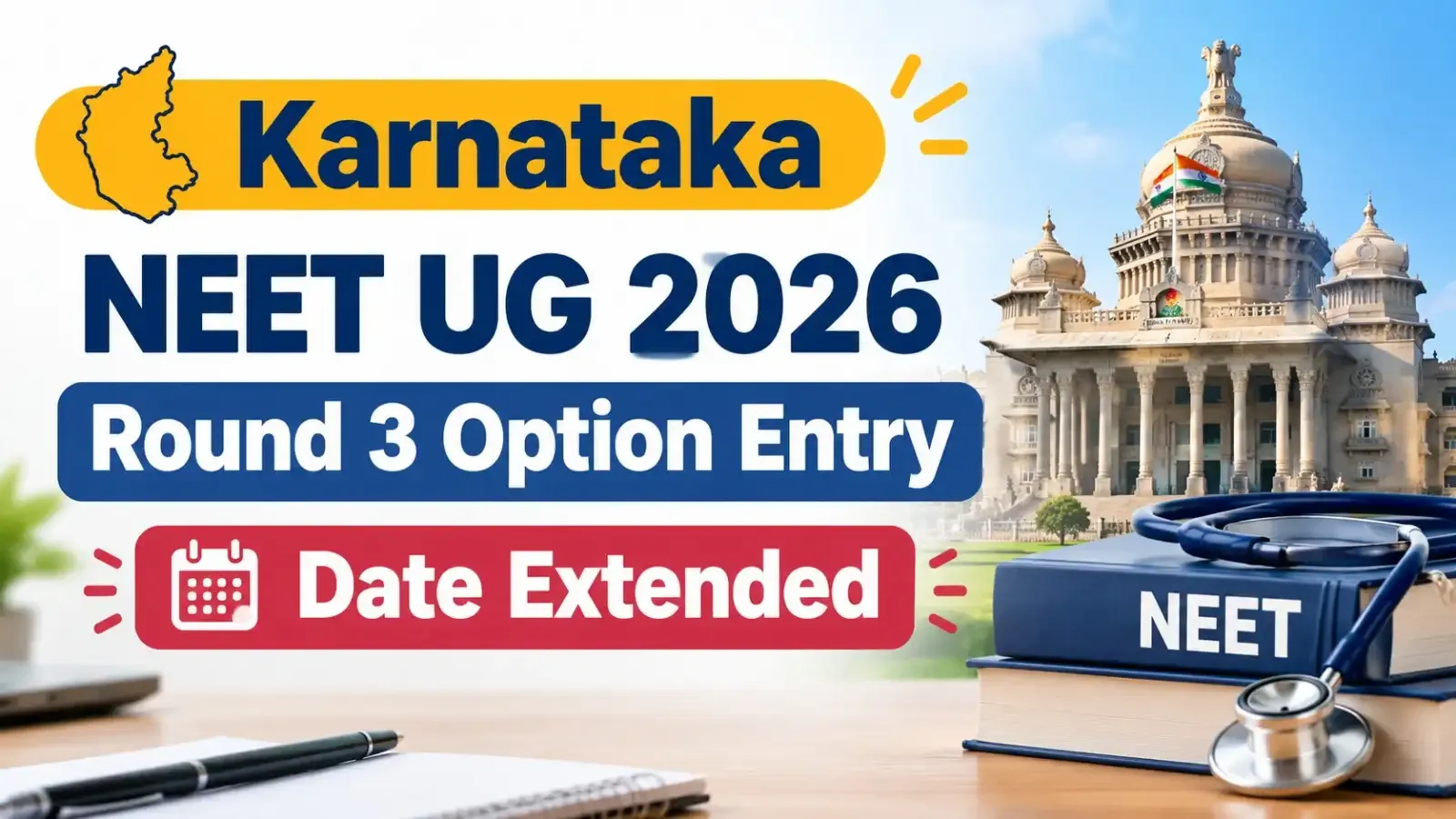 Candidates participating in Karnataka NEET UG Round 3 Counselling 2026 can now use the extended option-entry window to fill and modify their college preferences.
