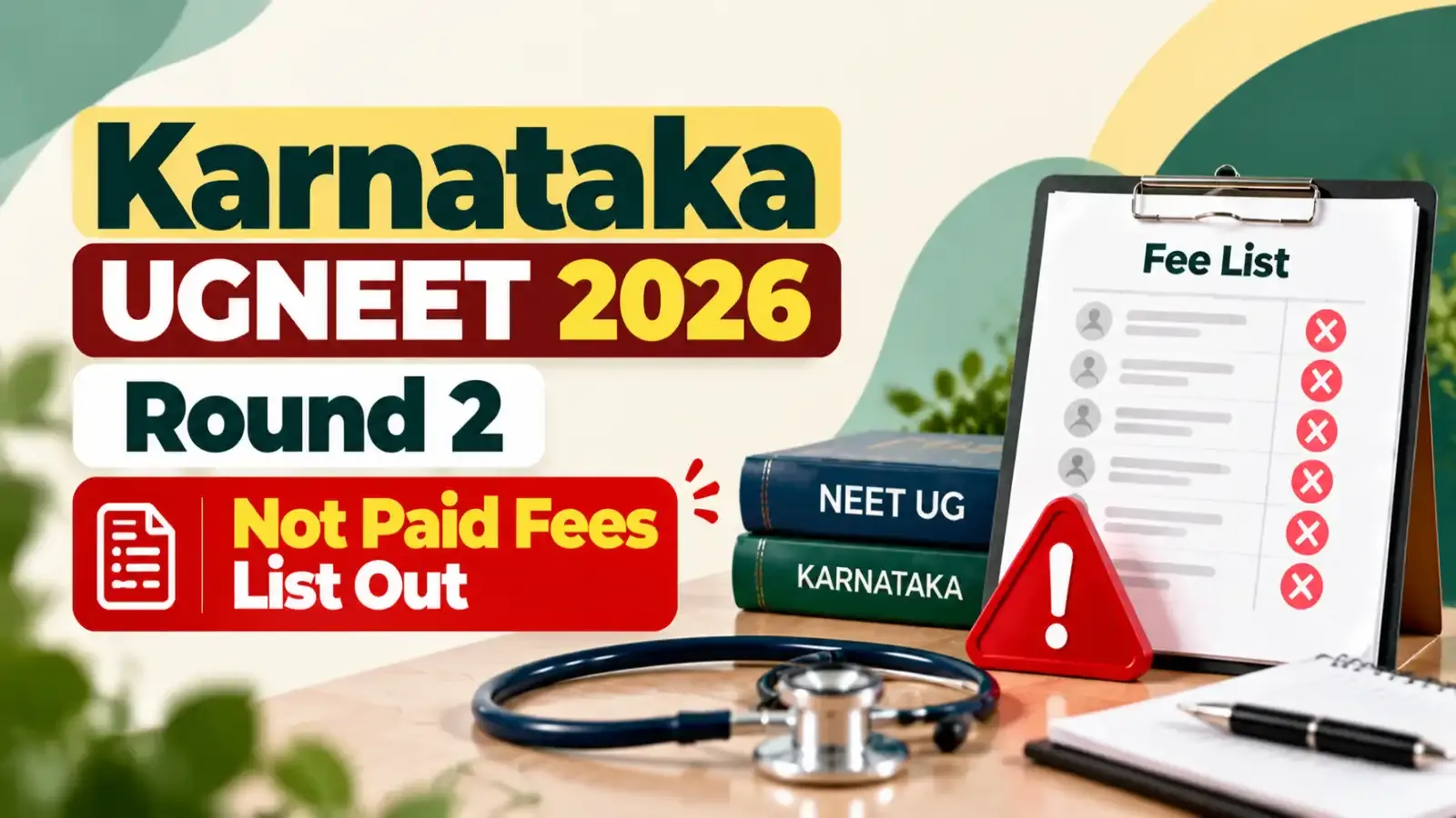 Karnataka UGNEET 2026 Round 2 Not Paid Fees List Out: Candidates can now check the list of candidates who have not paid the required admission fees through the official KEA website.
