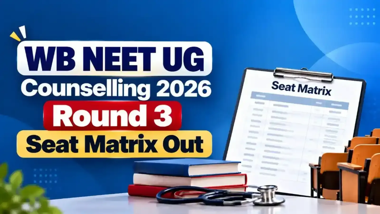 WB NEET UG Counselling 2026 Round 3 Seat Matrix Out: Candidates can now check the course-wise and college-wise seat availability for Round 3 counselling through the official portal.