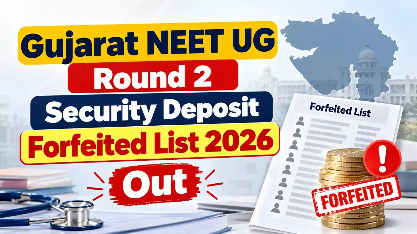Gujarat NEET UG Round 2 Security Deposit Forfeited List 2026 has been released, allowing candidates to check the list of students whose security deposits have been forfeited.