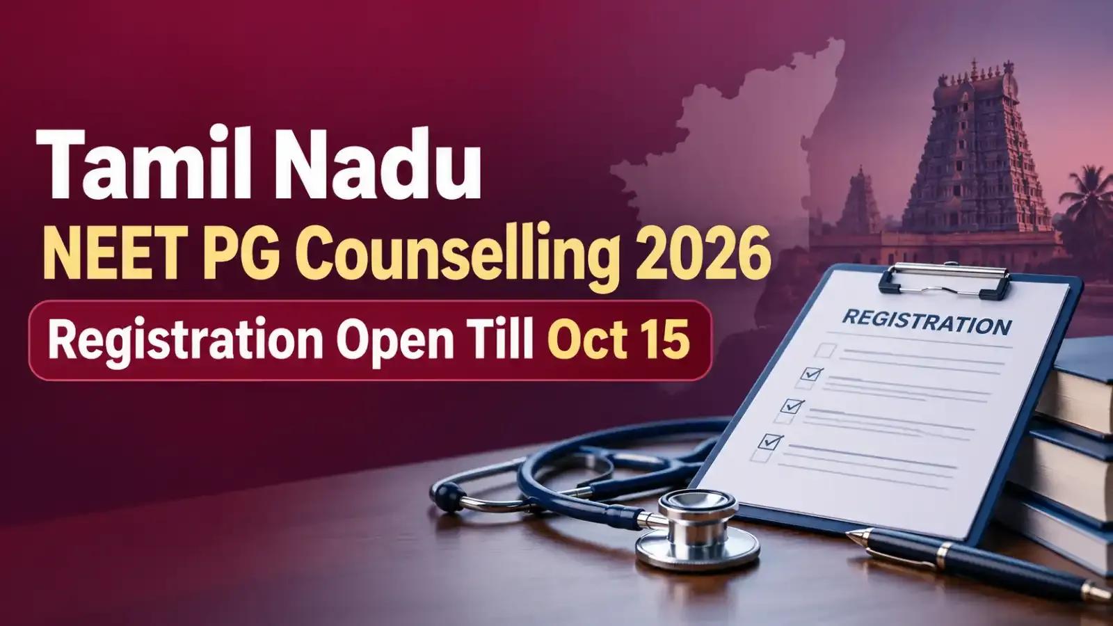 Tamil Nadu NEET PG Counselling 2026 registration is open till 15 October. Eligible candidates should complete the registration process before the deadline to participate in counselling.