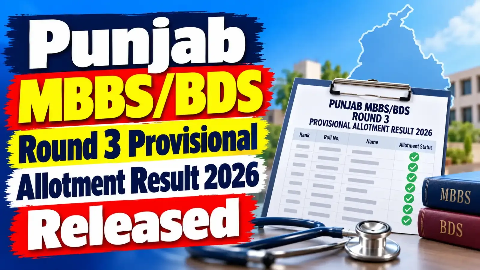 Punjab NEET UG Round 3 Allotment Result 2026 is out now, and candidates can check their allotted seat and admission status for the counselling process.