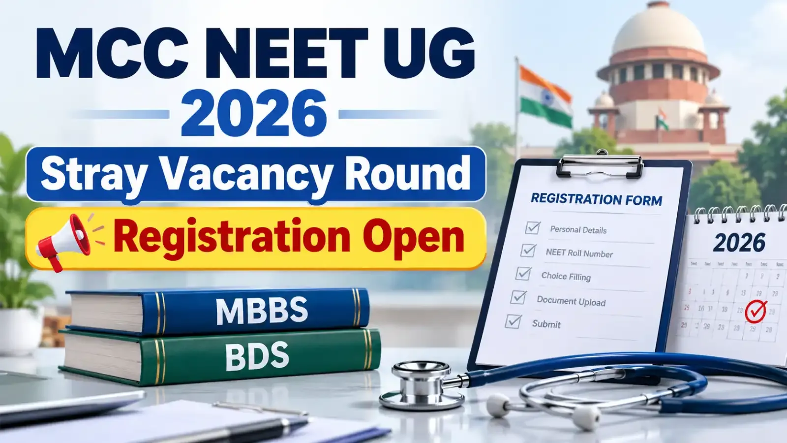 Eligible candidates can now apply online for the final round of MBBS/BDS counselling through the MCC portal.