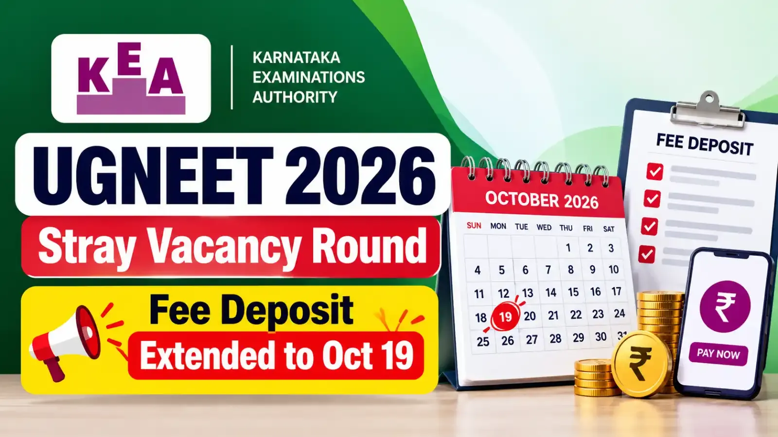 Candidates can now complete their fee payment until October 19, 2026. Ensure timely payment to participate in the stray vacancy round counselling.