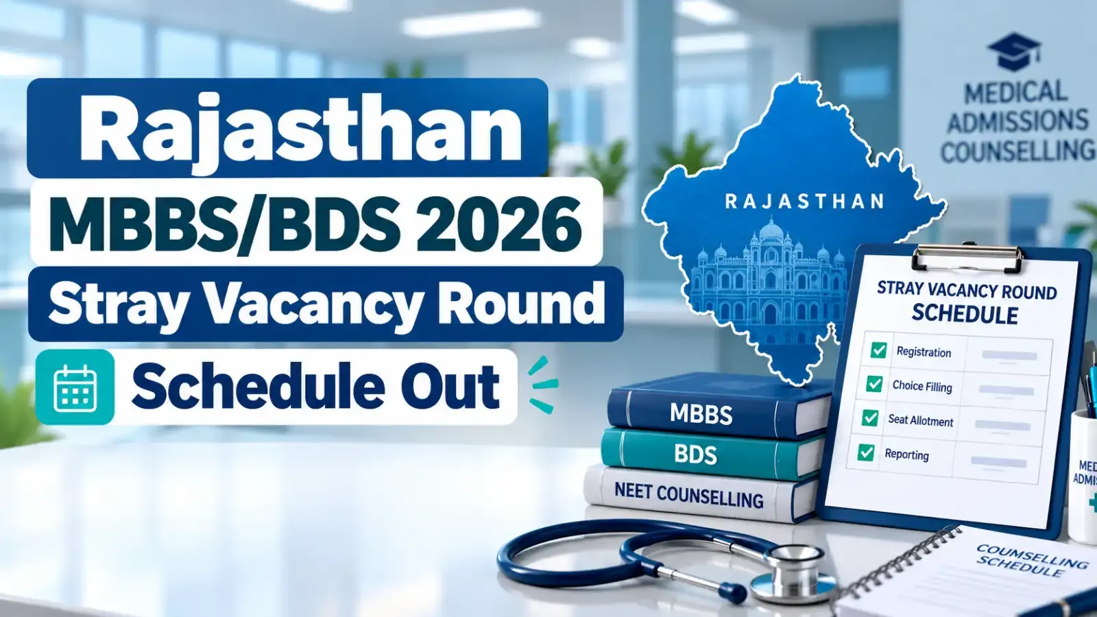 Candidates can now check the counselling dates, registration schedule, choice filling, seat allotment and reporting details for MBBS/BDS admissions.