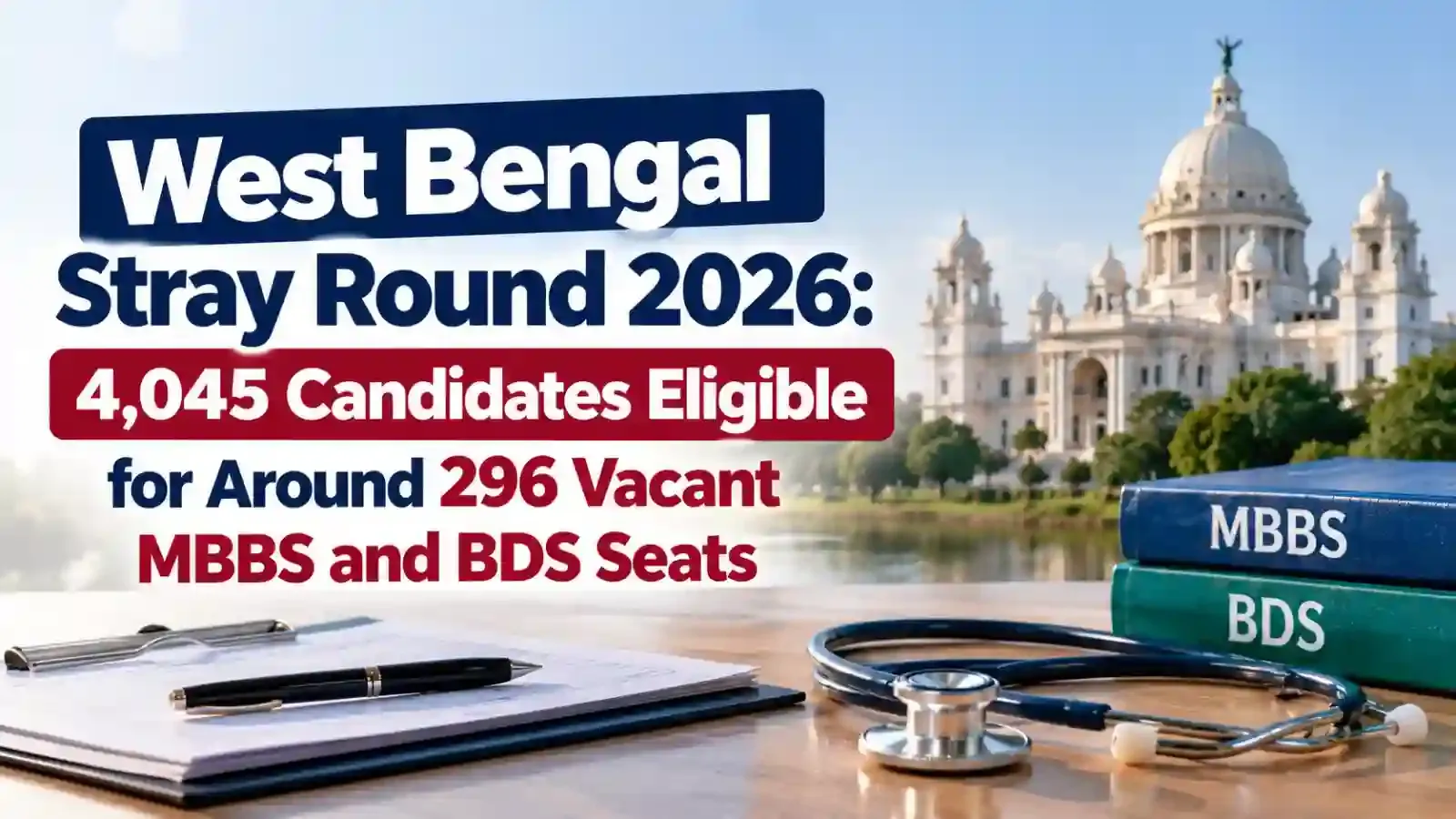 West Bengal NEET UG Stray Round 2026: 4,045 Candidates Eligible for 296 Vacant MBBS and BDS Seats