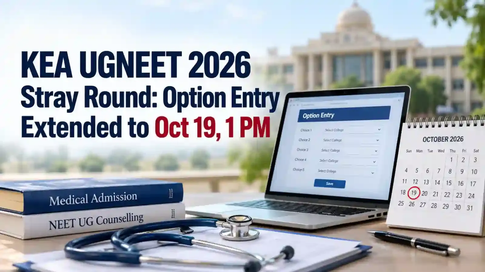 KEA UGNEET 2026 Stray Round: Option Entry Deadline Extended to October 19, 1 PM