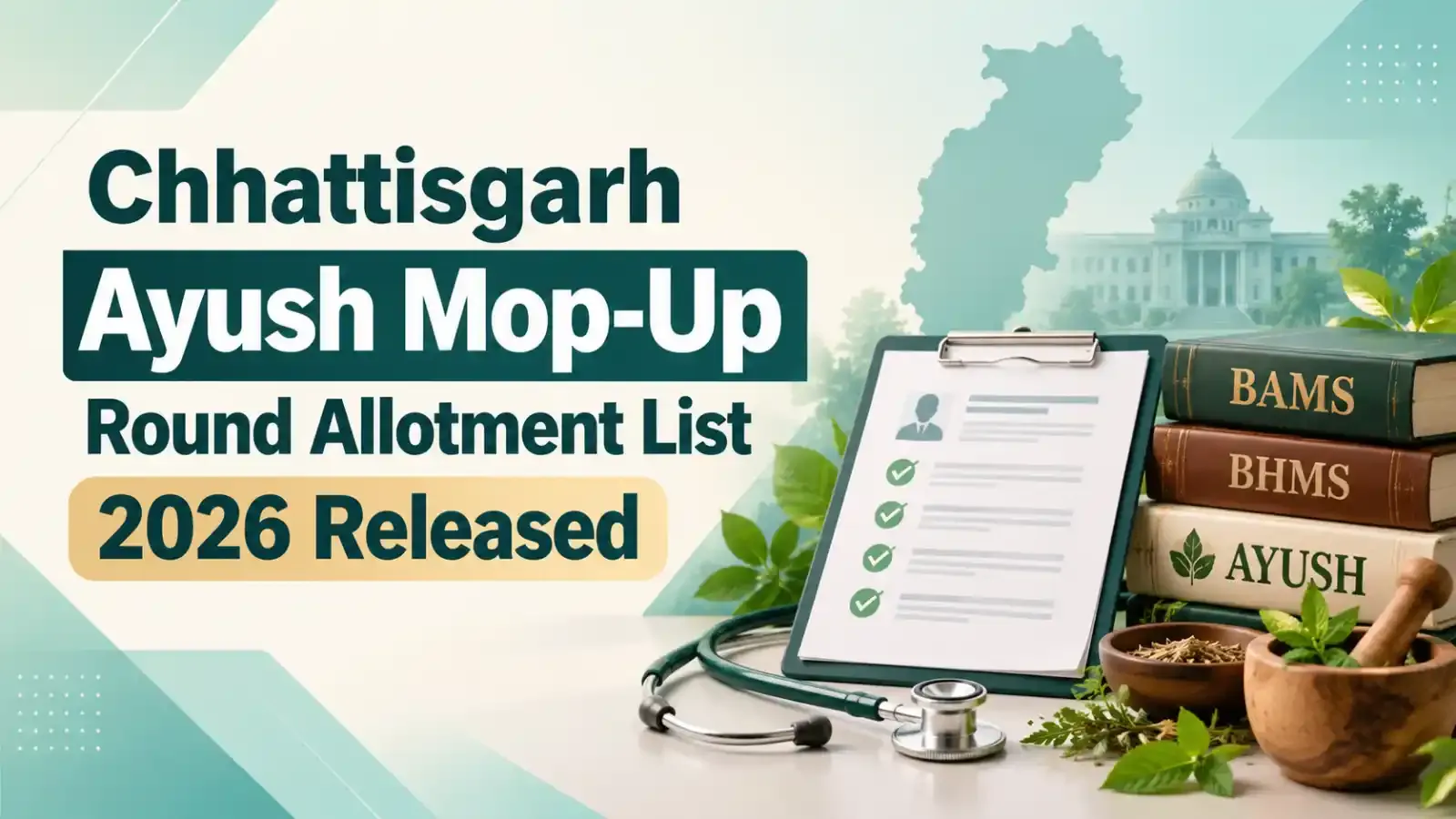 Chhattisgarh Ayush Mop-Up Round Allotment List 2026 has been released. Candidates can now check their allotment status and proceed with the next admission formalities as per the official schedule.