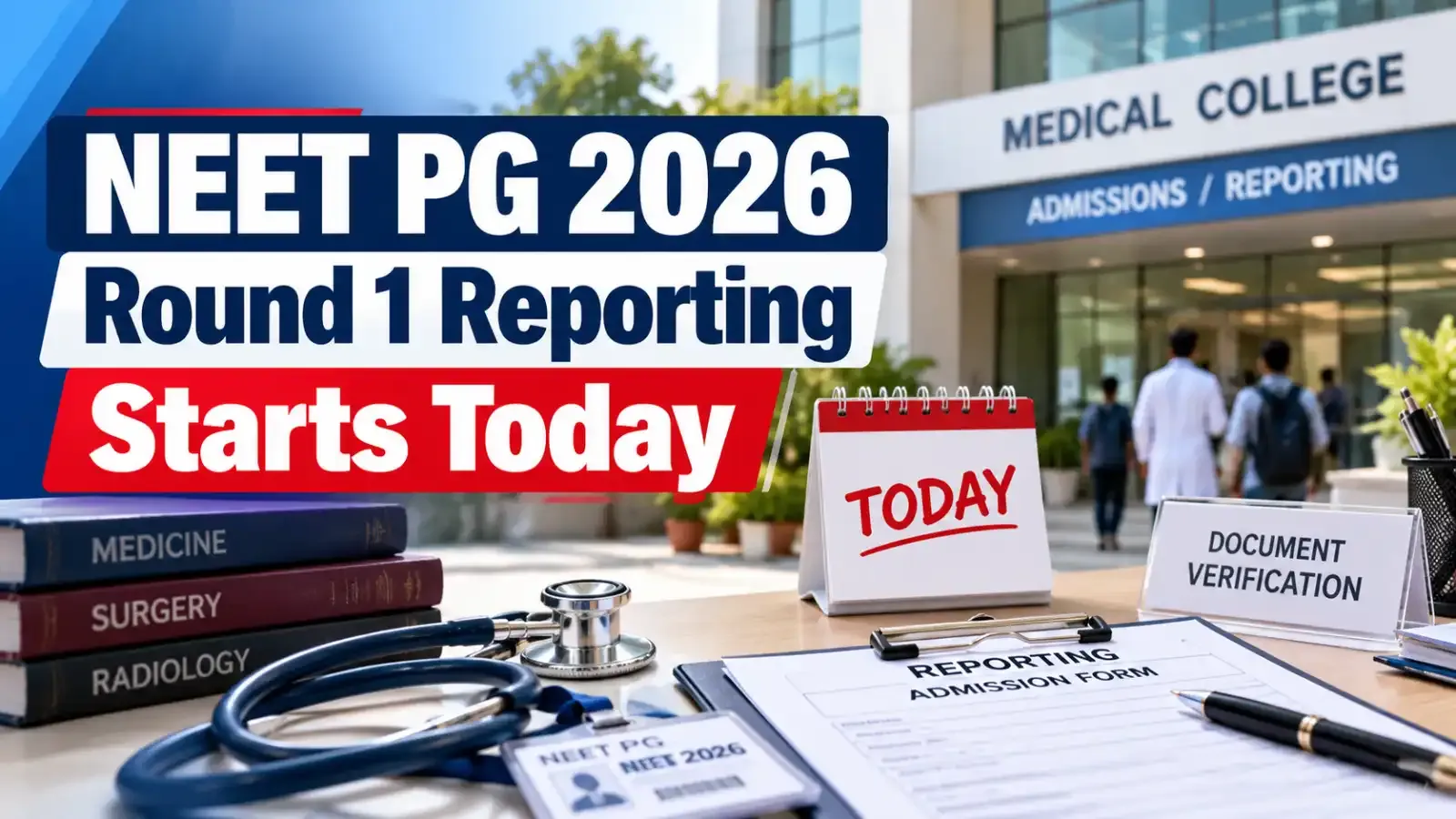 NEET PG 2026 Round 1 Reporting Starts Today: Allotted candidates must report to their respective medical colleges with the required documents to complete admission formalities.