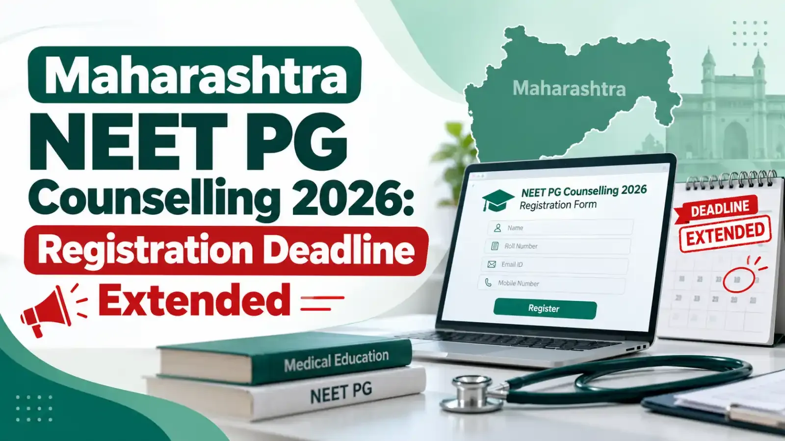 Maharashtra NEET PG Counselling 2026 Registration Deadline Extended: Candidates have been given additional time to complete their registration for MD/MS admissions. The revised deadline is October 27, 2026.
