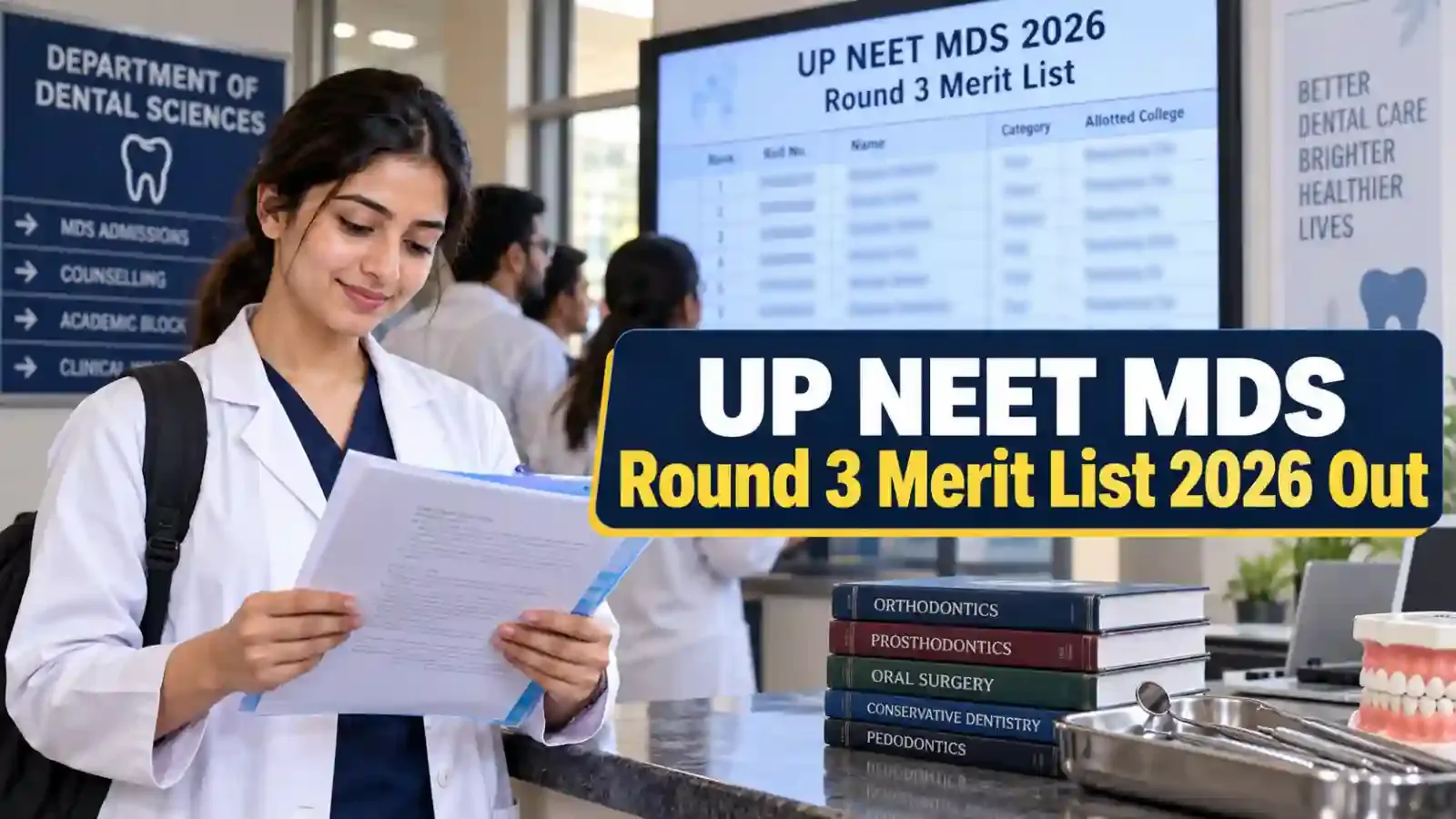 UP NEET MDS Round 3 Merit List 2026 released for postgraduate dental admissions in Uttar Pradesh.